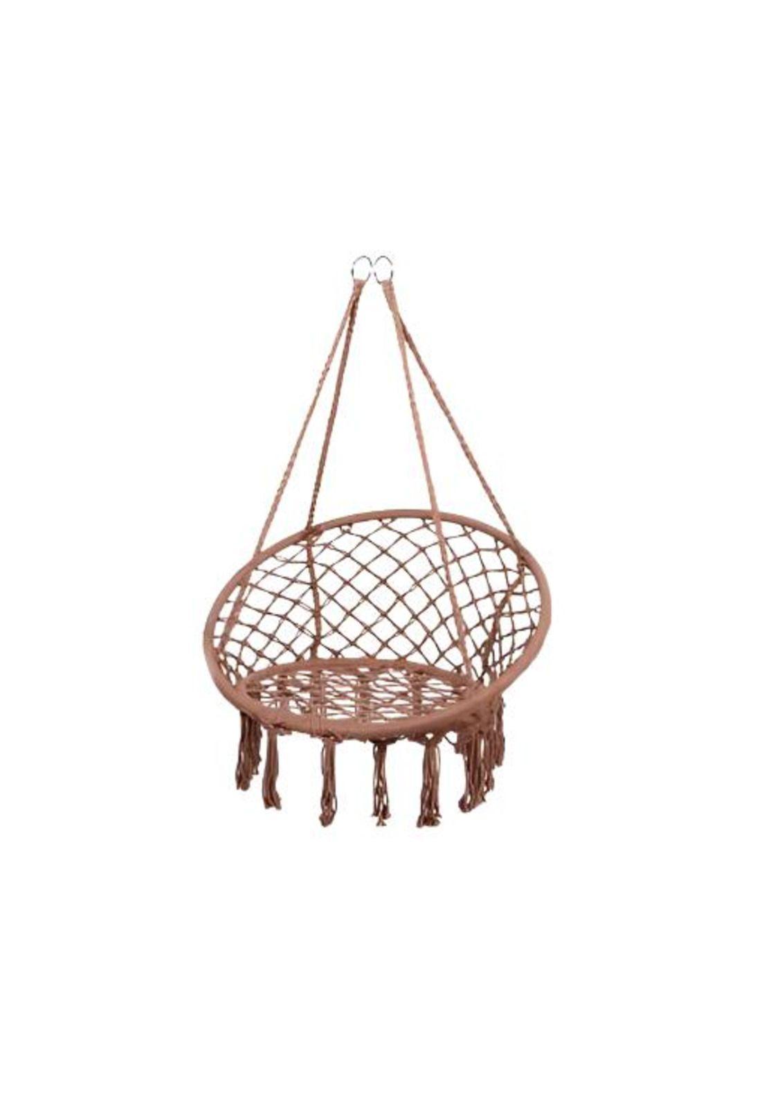 Silla Colgante Muna Tejida Café Tipo Columpio Decorativa-0