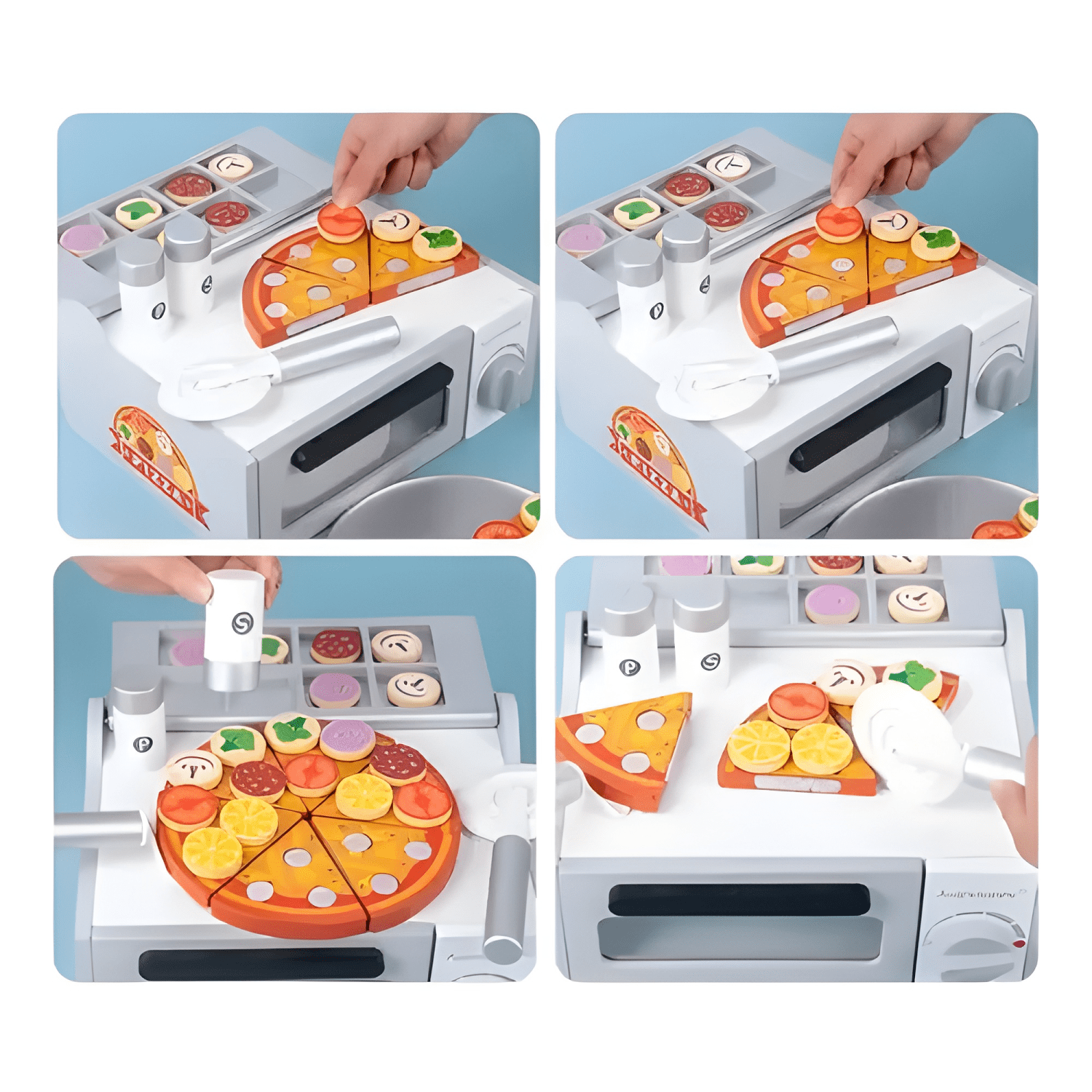Horno para pizza juguete de madera juego didáctico-3