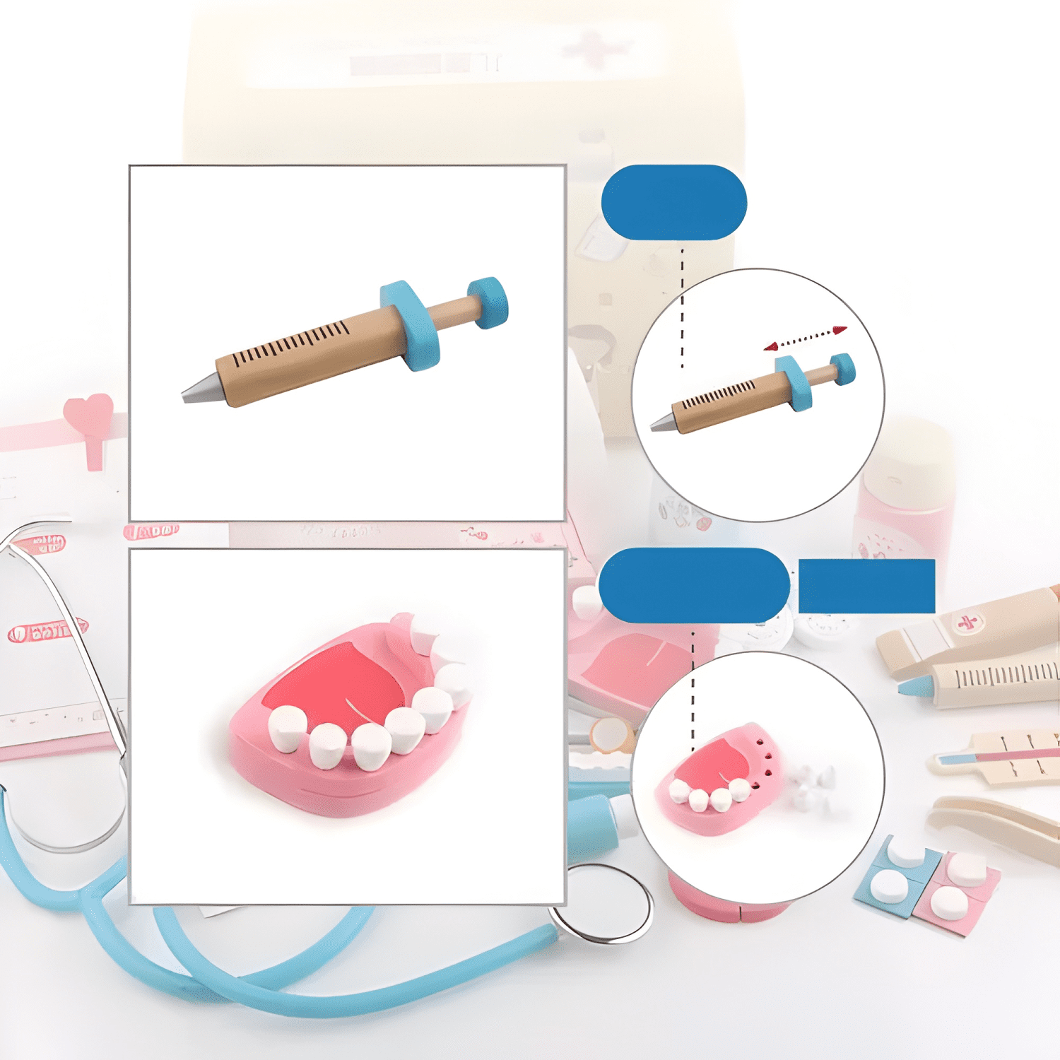 Juego de juguetes de madera doctor dentista para niños-4