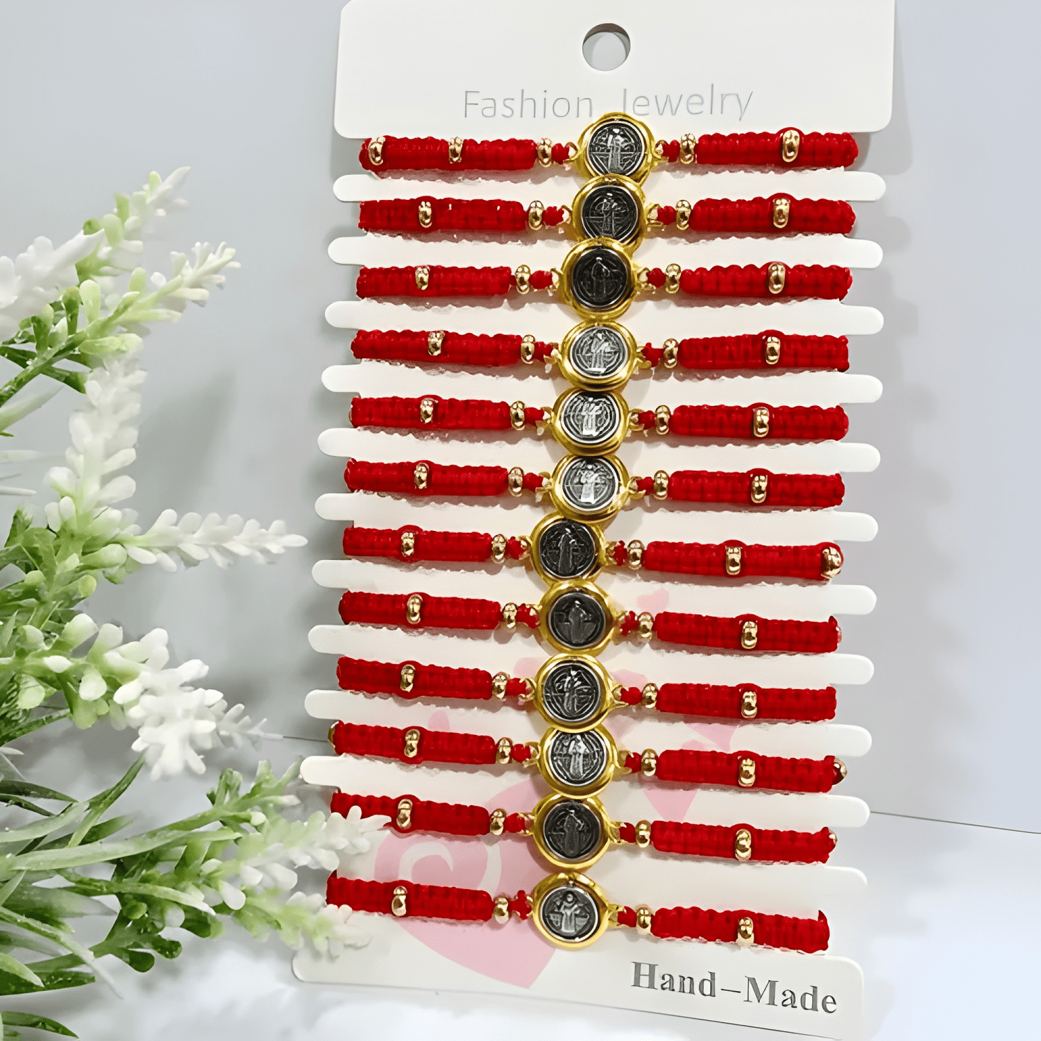 Set 12 pulseras hilo san benito mal de ojo ajustables Rojo-0