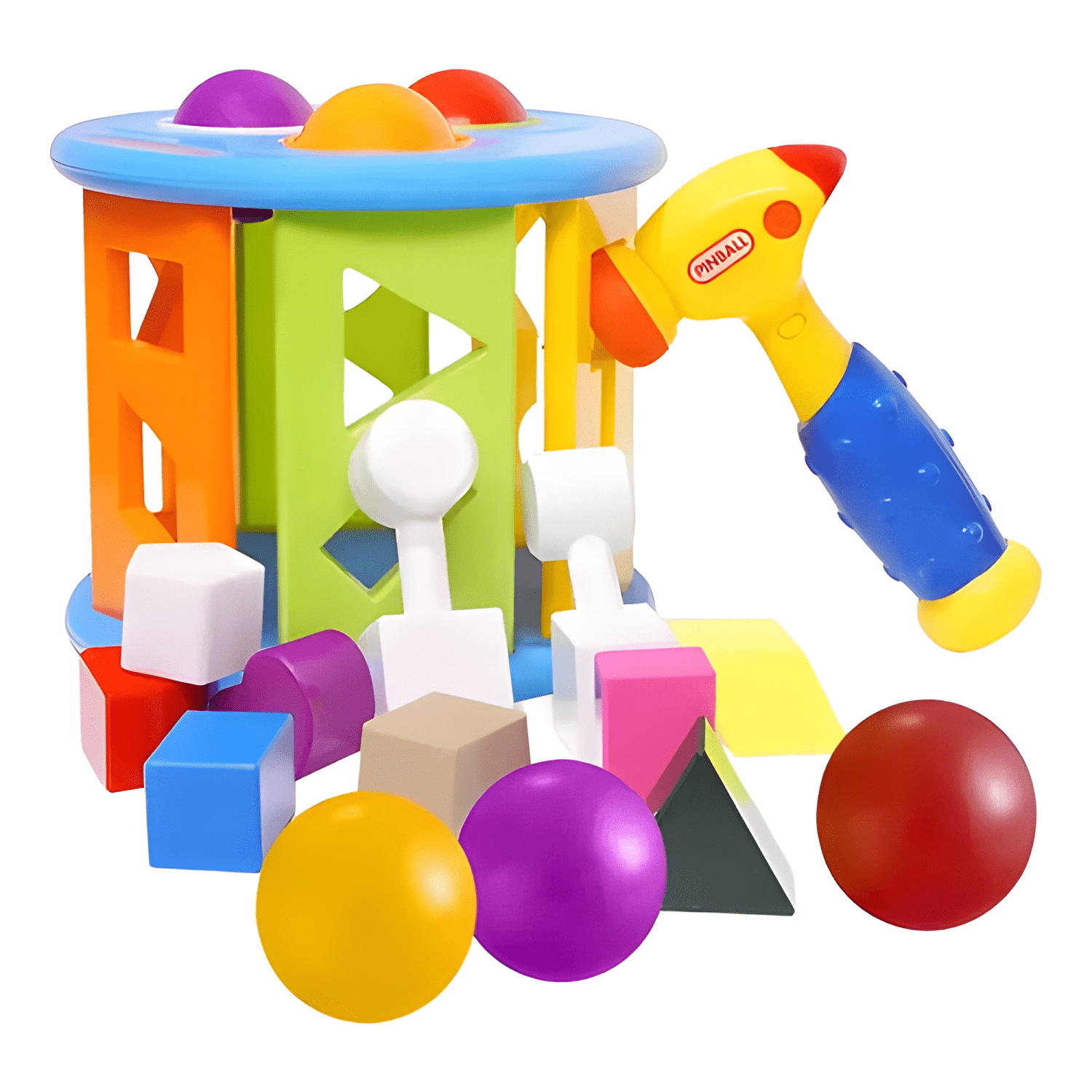 Juguete didáctico torre de encaje y martillo juego para bebe-0