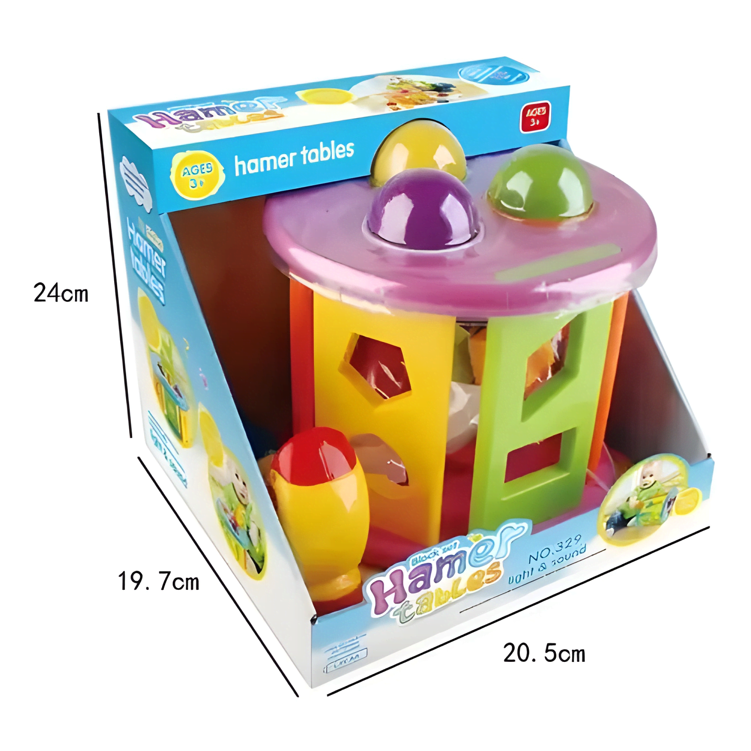 Juguete didáctico torre de encaje y martillo juego para bebe-3