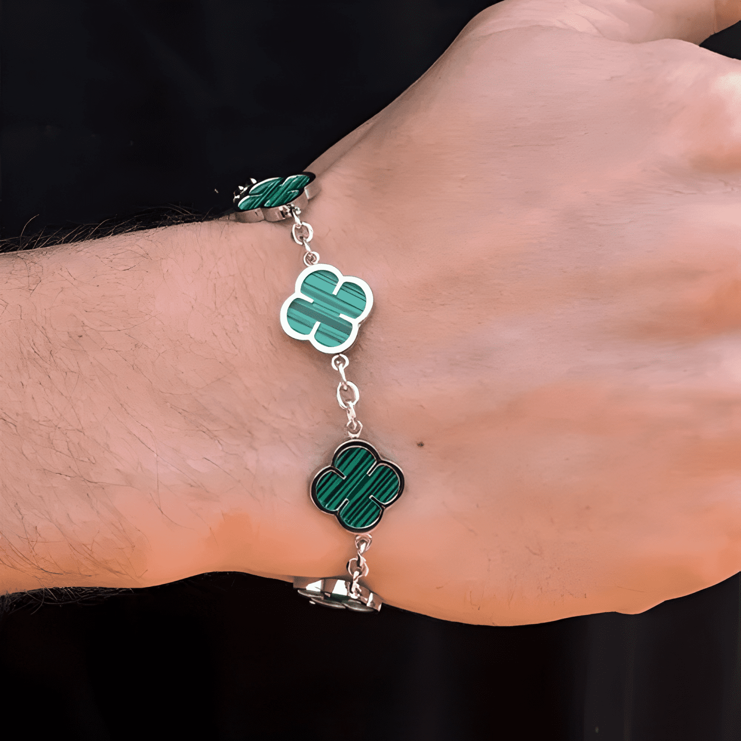 Pulsera green clover oro18k positividad saint venik #2-4