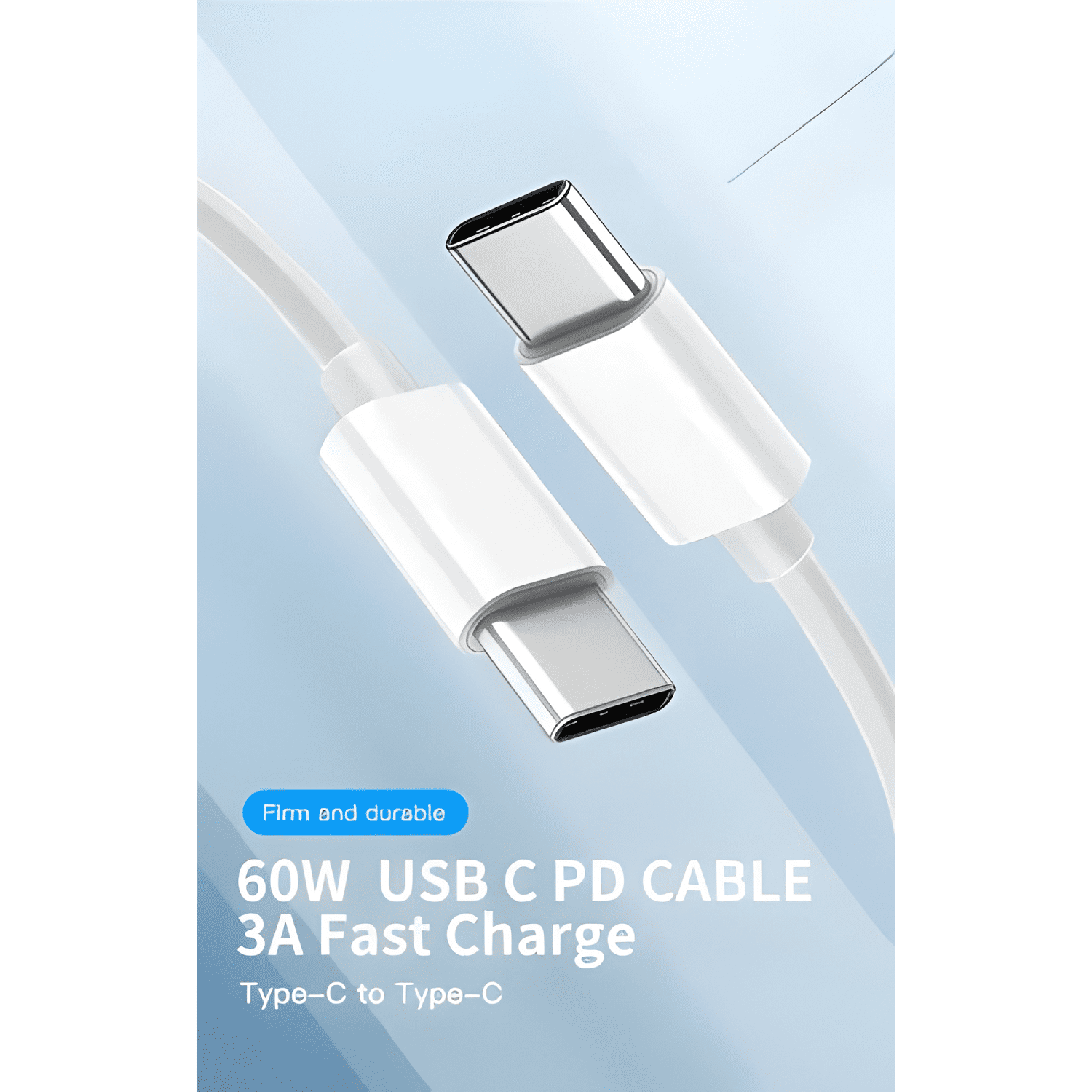Cable tipo c a c - USB c USBC - carga rápida 60w Blanco-2
