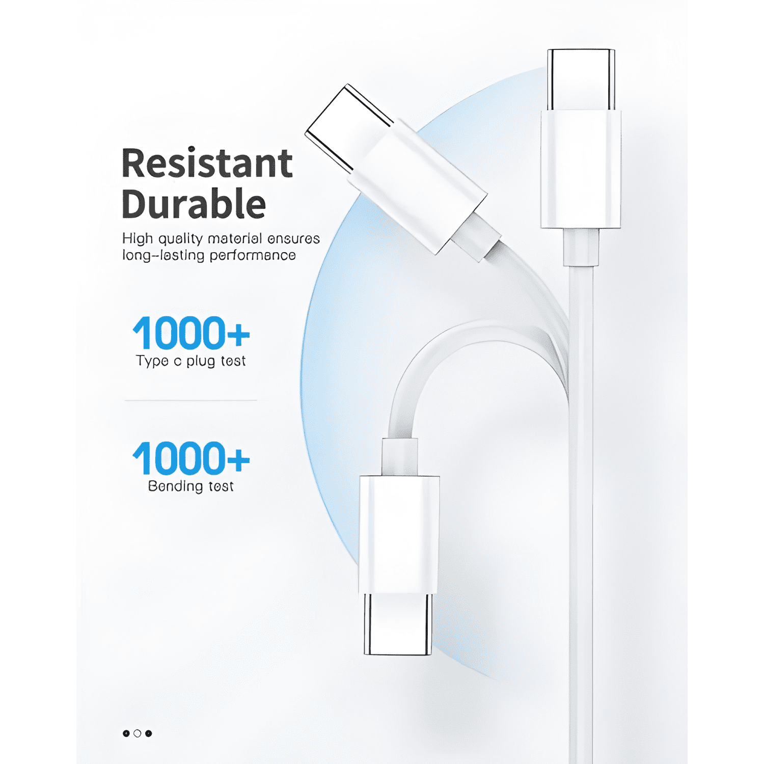 Cable tipo c a c - USB c USBC - carga rápida 60w Blanco-3