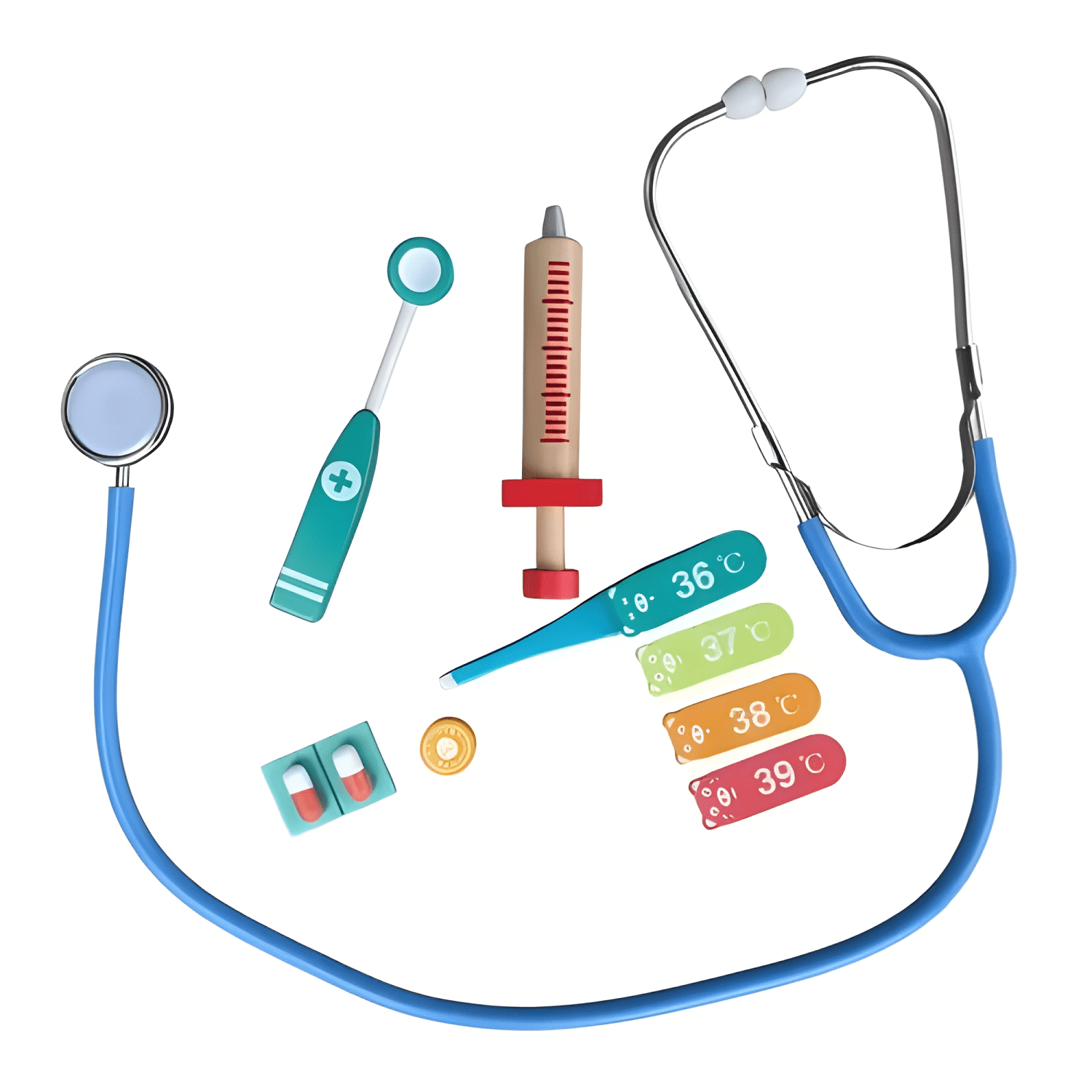 Set doctor juguete madera con estetoscopio para niños #7-1