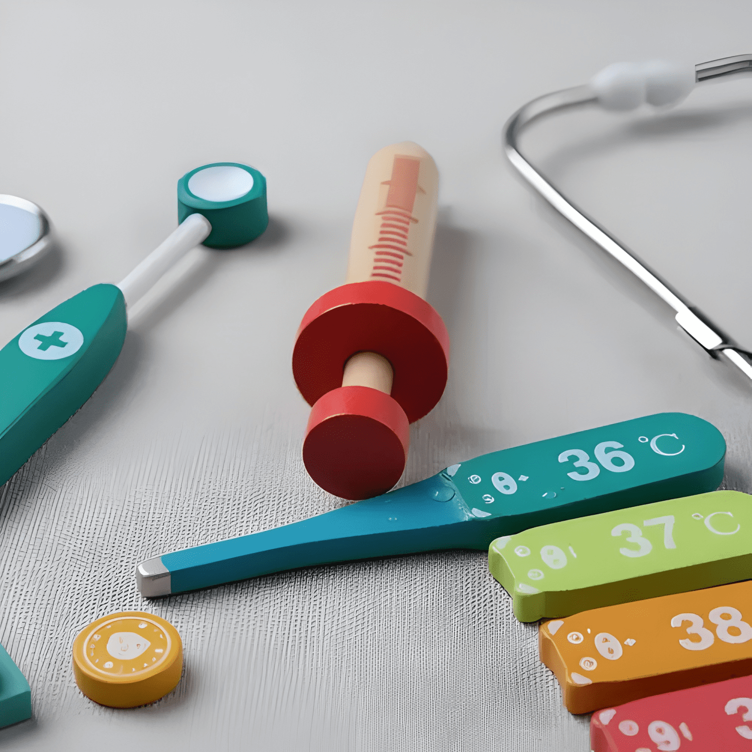 Set doctor juguete madera con estetoscopio para niños #7-4