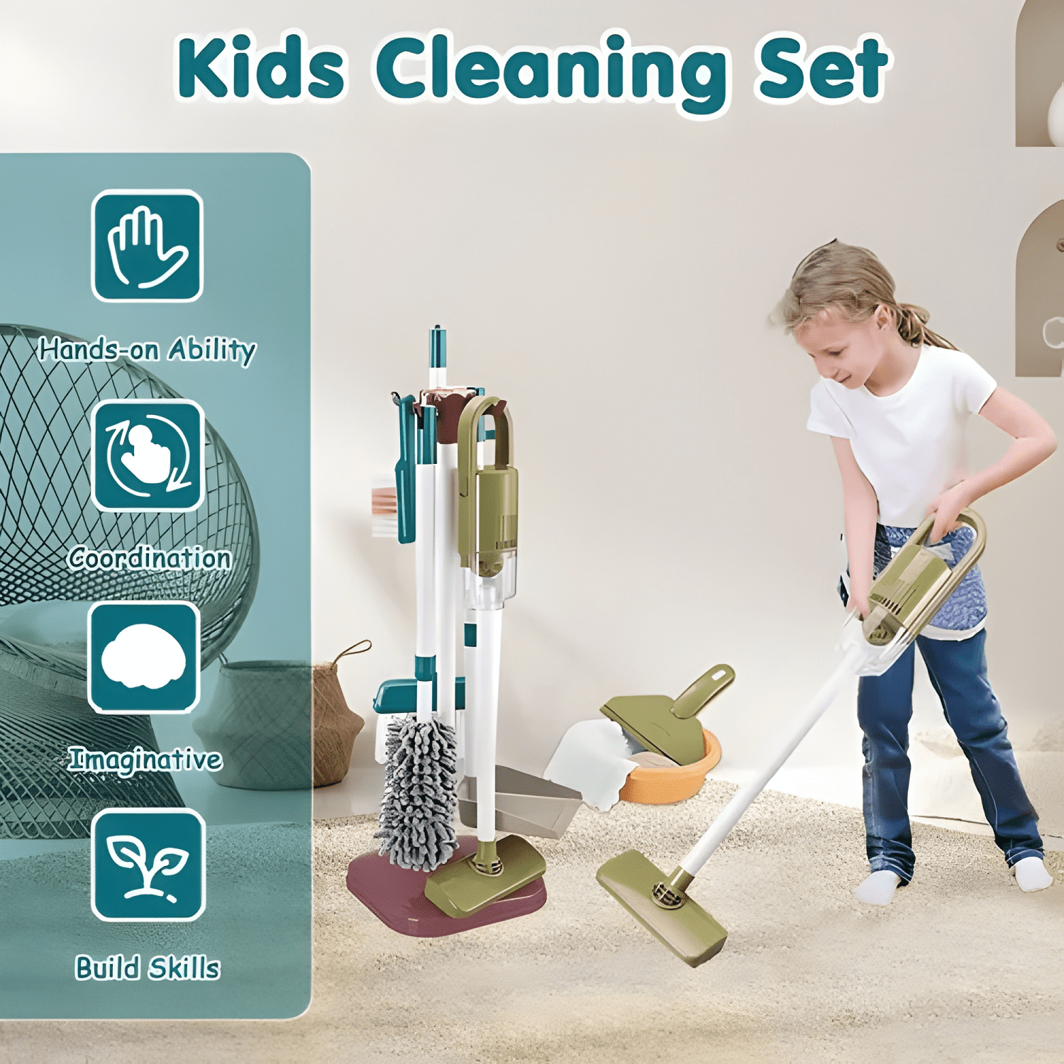 23Pcs set aseo didactico limpieza madera juguetes para niños-1