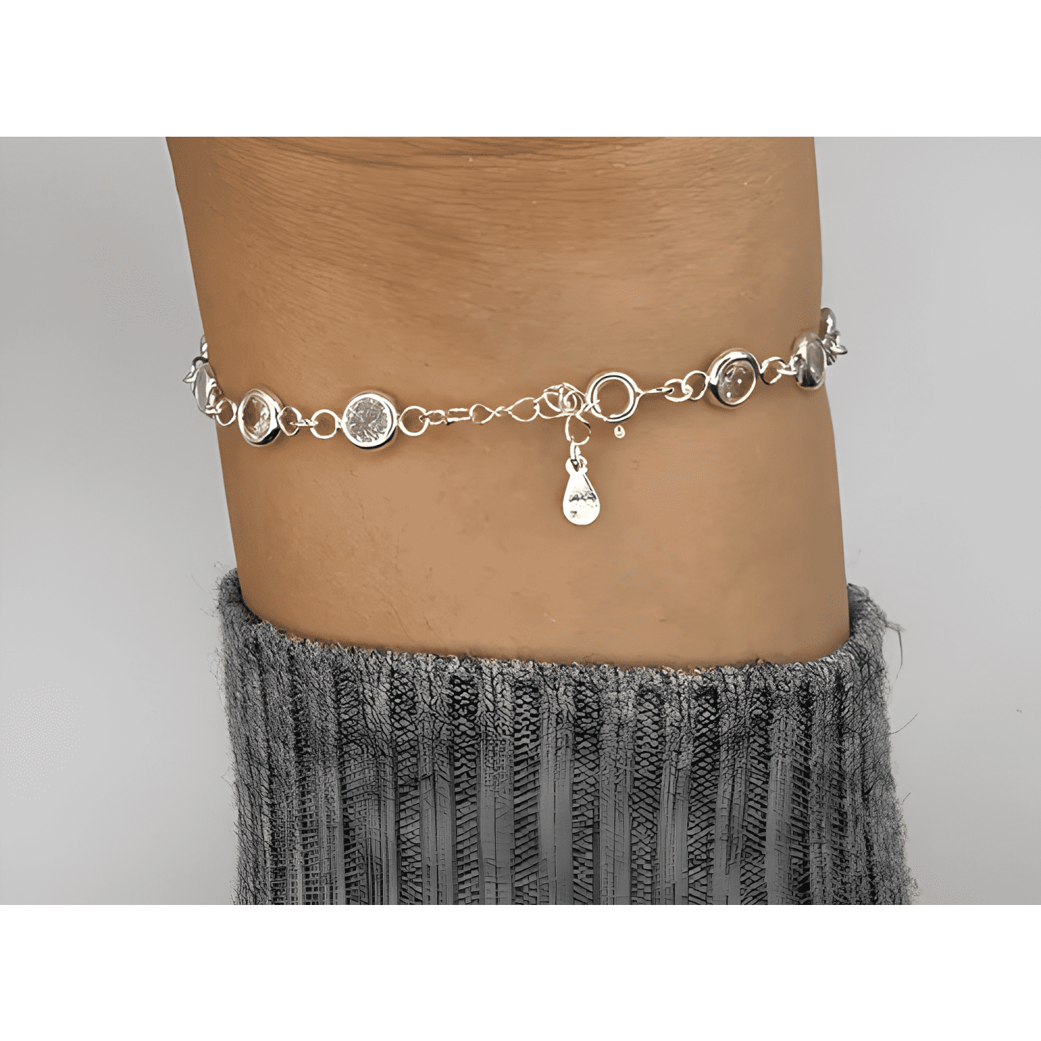 Pulsera san benito protector plata fina 925 con circones #2-4
