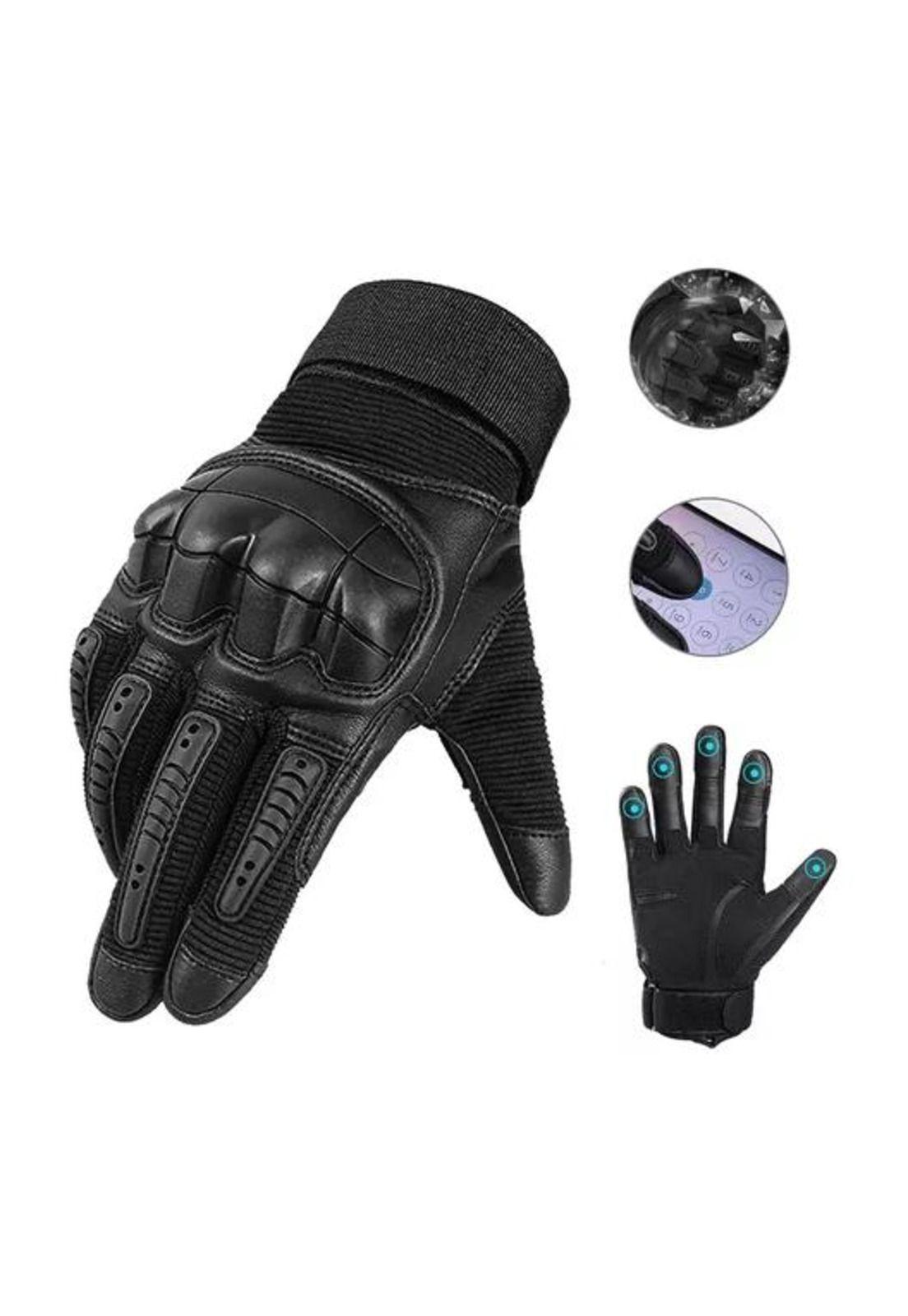 Guantes de Cuero con Pantalla Táctil para Motocicleta - Talla L-0