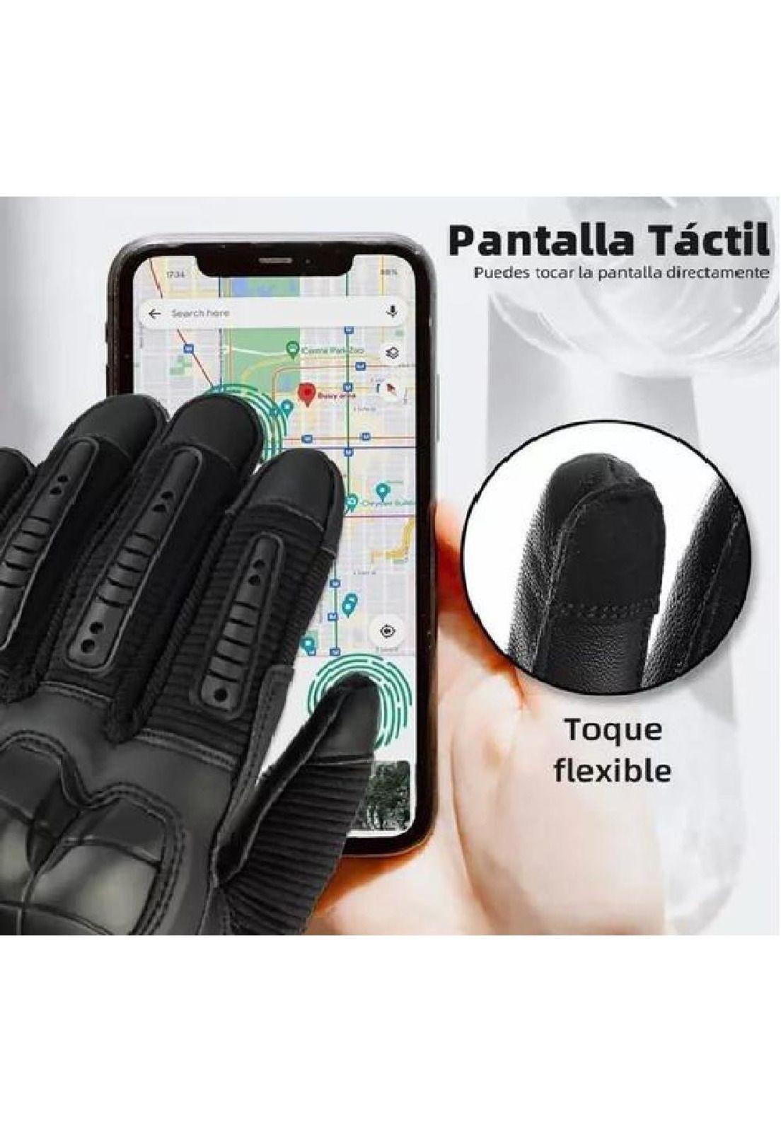 Guantes de Cuero con Pantalla Táctil para Motocicleta - Talla L-4