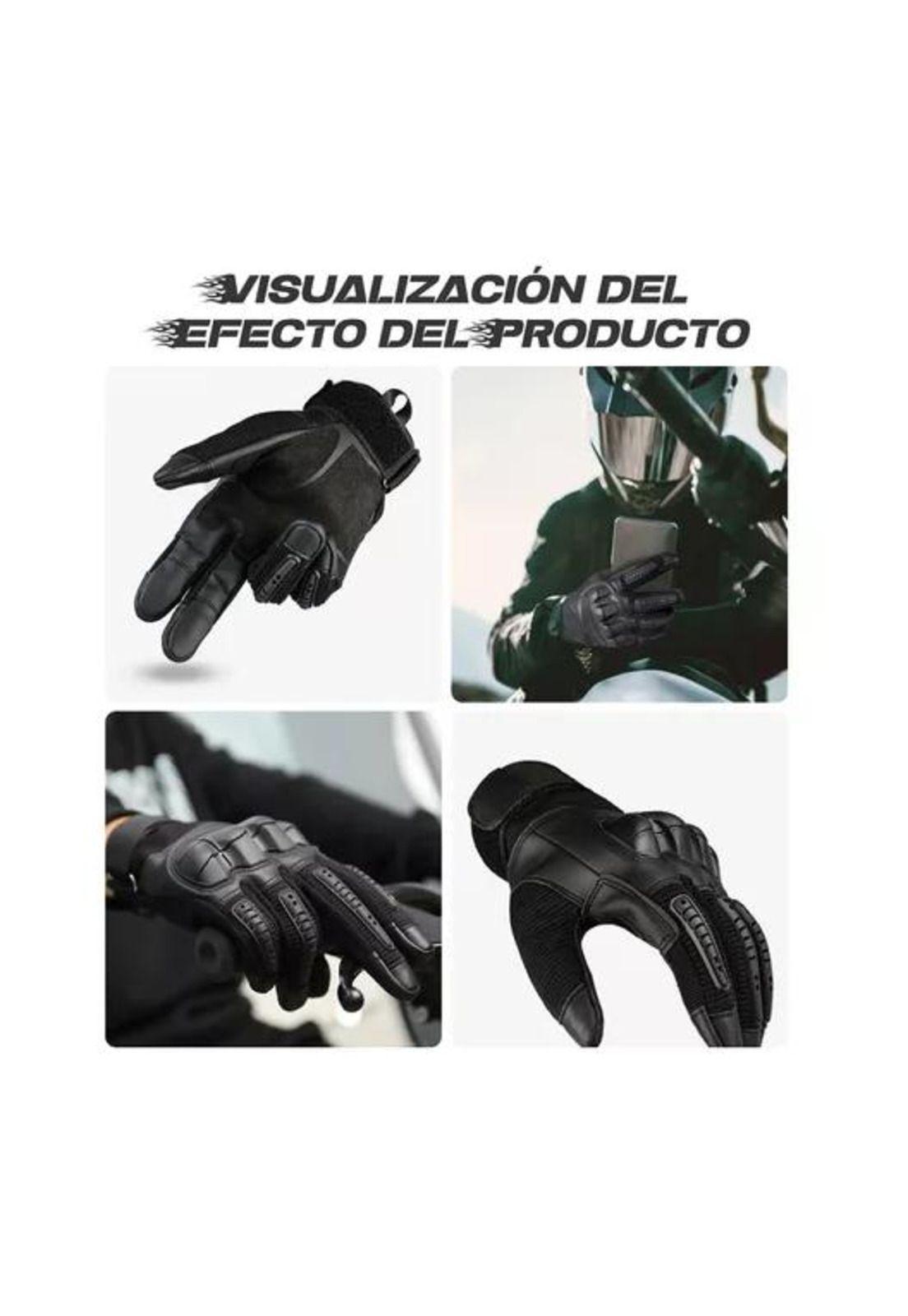 Guantes de Cuero con Pantalla Táctil para Motocicleta - Talla L-5