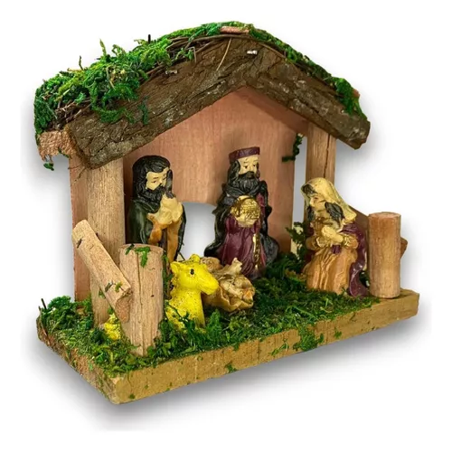 Pesebres navideños nacimiento, pesebre de madera 11 cm-1