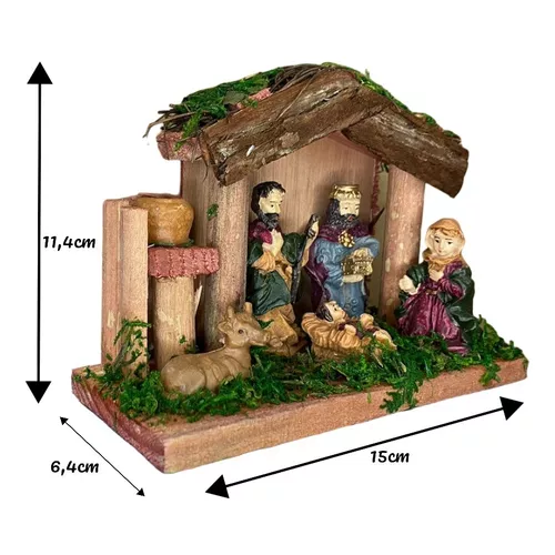Pesebres navideños nacimiento, pesebre de madera 11 cm-2