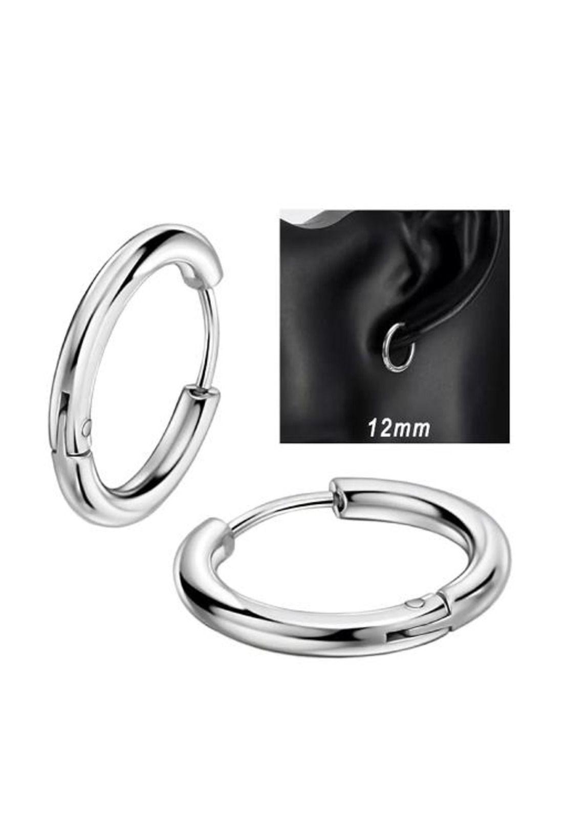 Set de aros para hombres y mujeres, argolla de acero, color plata-2