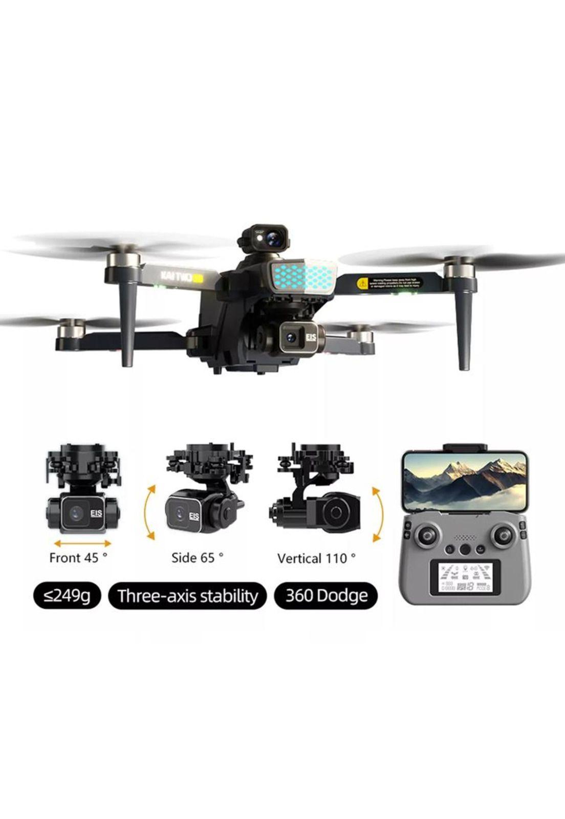 Drone 4k GPS wifi plegable con cámara doble, 3 baterías negro-5