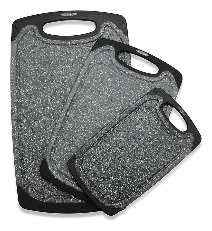 Tabla Para Cortar De Cocina 3pcs Set Negro Antideslizantes-0