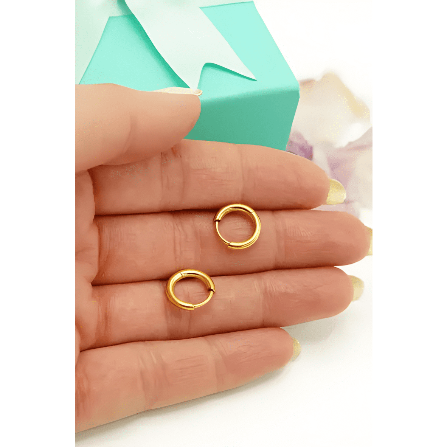 Argollas Titanio 8mm Astm F136 G23 Chapadas En Oro 18k #3-4