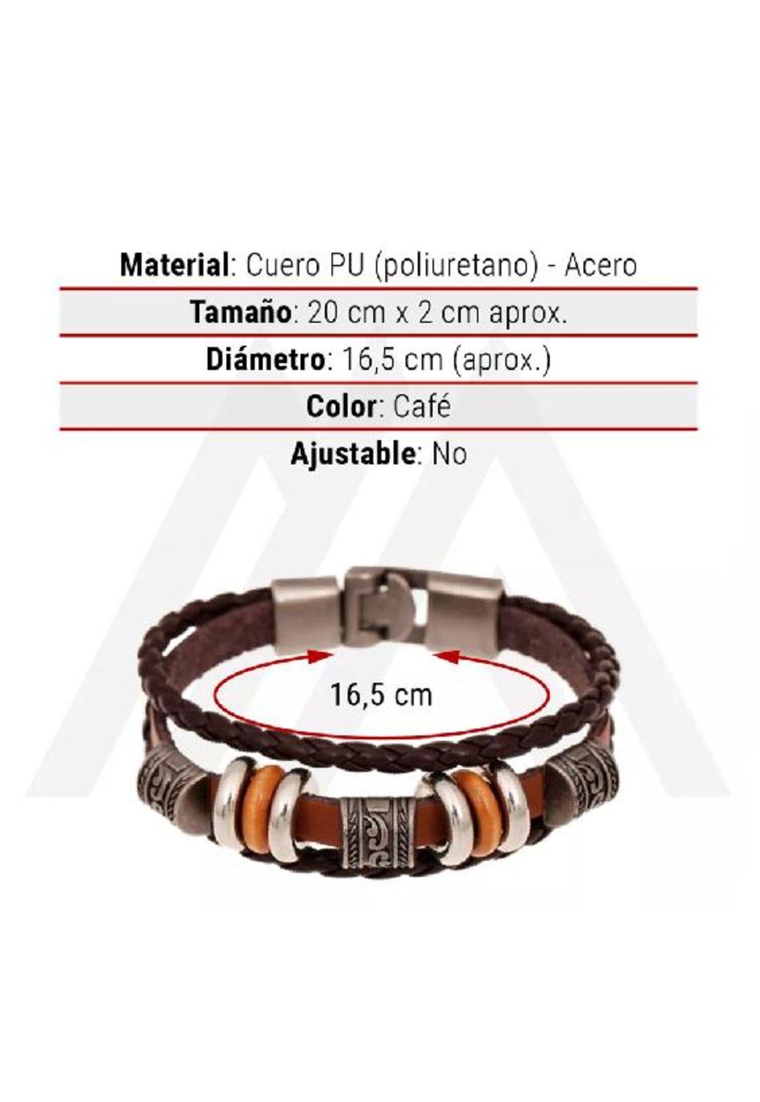 Pulsera de cuero trenzada con acero, para hombre y mujer, color multicolor-2