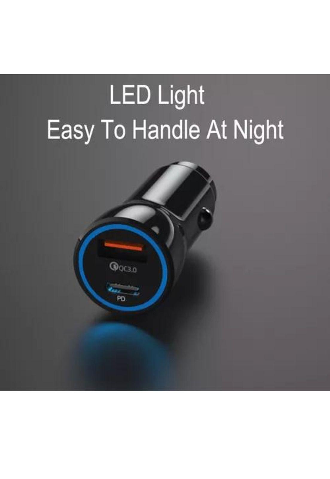 Cargador auto USB y tipo C 12V-24V carga rápida 20W mini-3