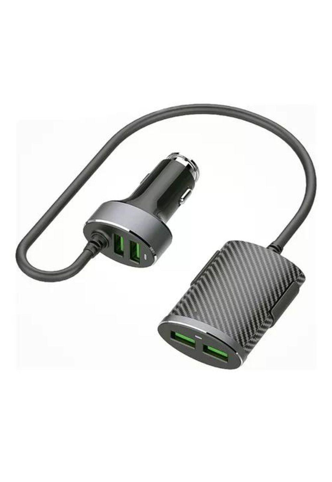 Cargador de auto Blackpcs 4 puertos USB con extensión 1 metro-2