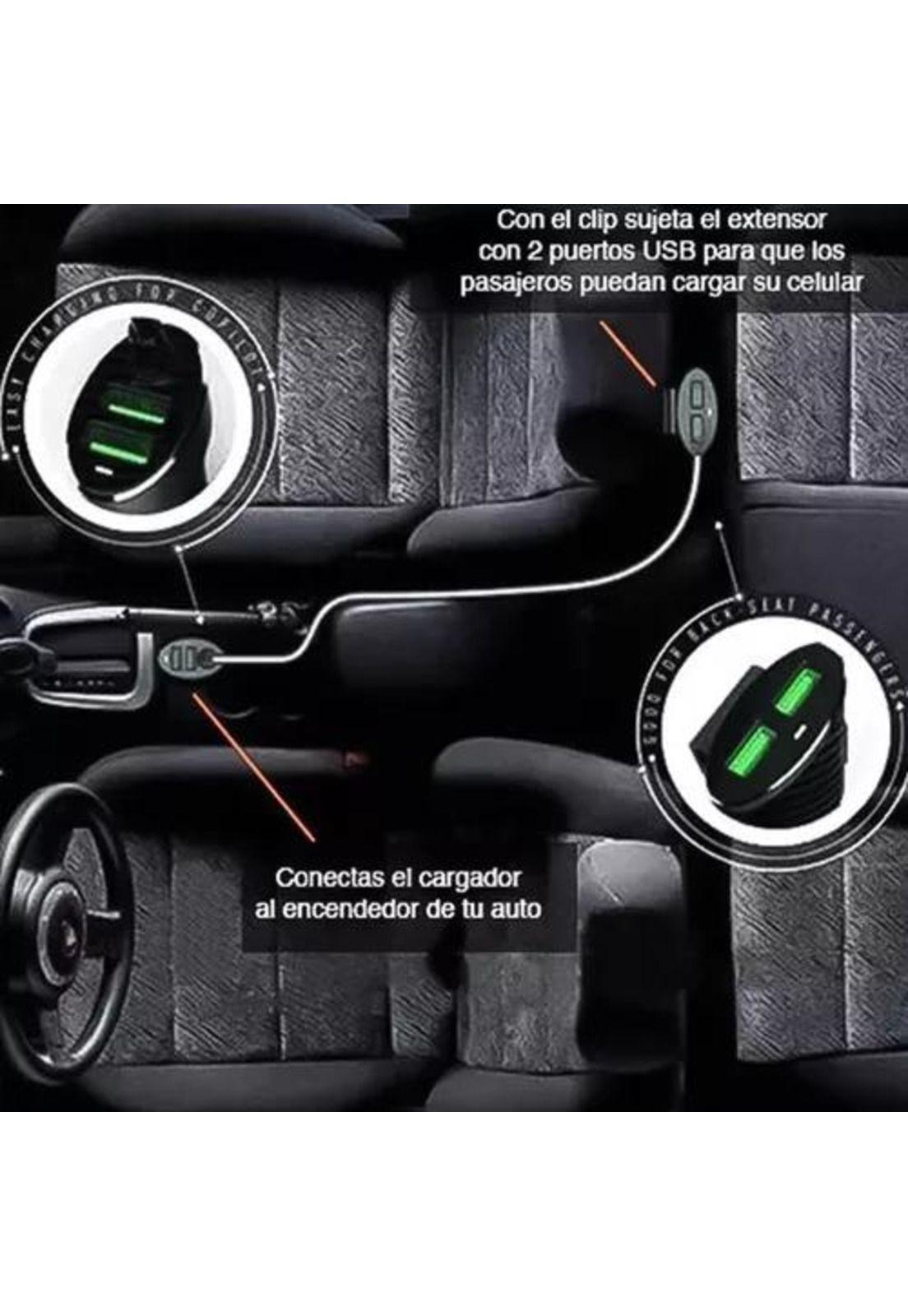 Cargador de auto Blackpcs 4 puertos USB con extensión 1 metro-6