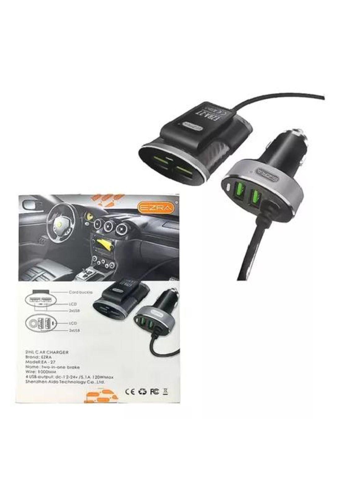 Cargador de auto Blackpcs 4 puertos USB con extensión 1 metro-7