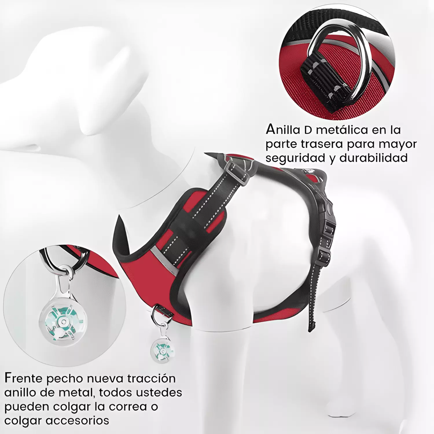 Arnés pechera con LED y correa para perro XL ajustable #8-3