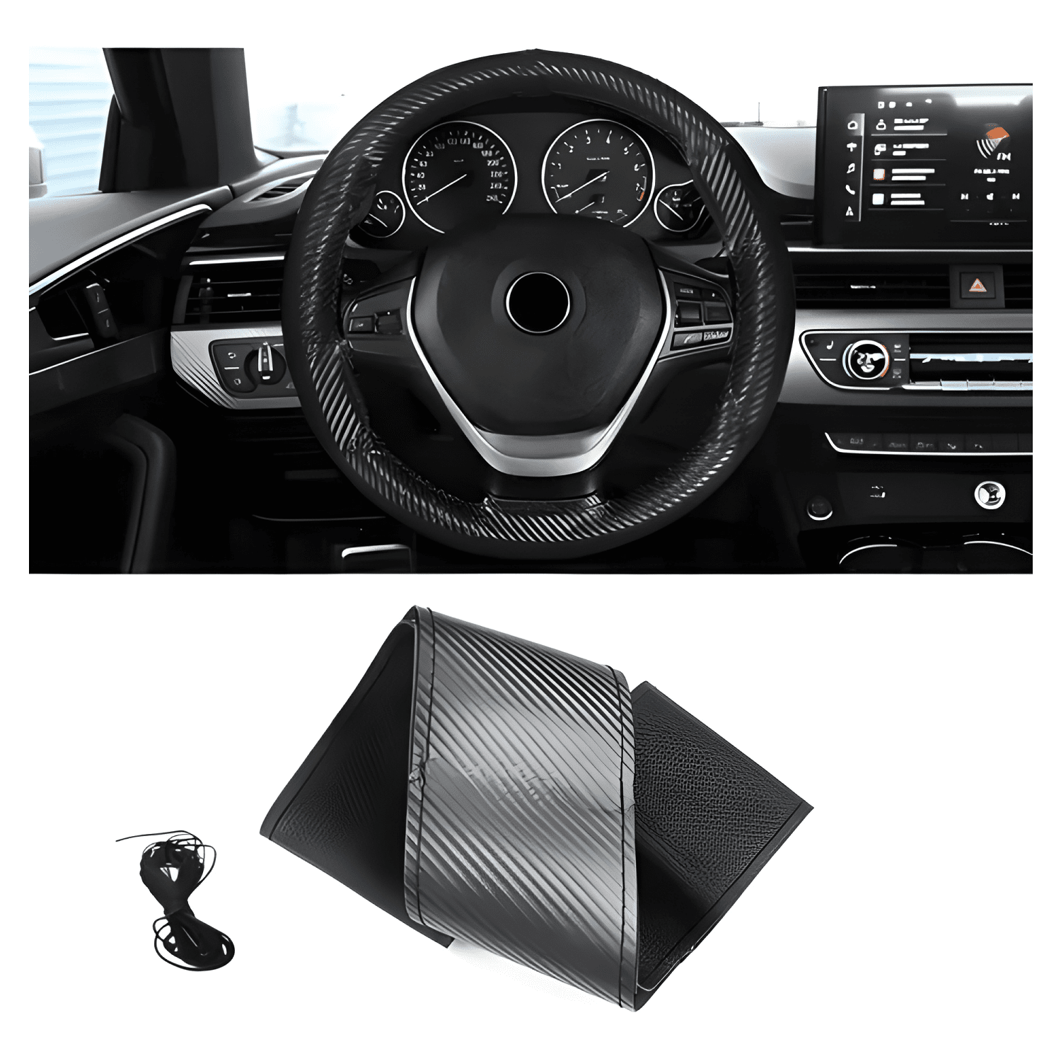 Funda Cubre Volante Cosido para Auto + Hilo y Aguja /r&c-1