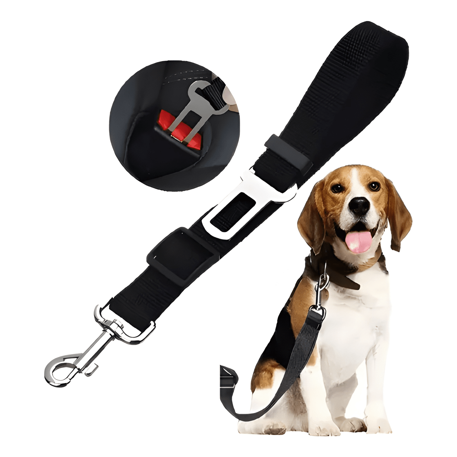 Cinturón seguridad para perros nylon ajustable the Negro-1