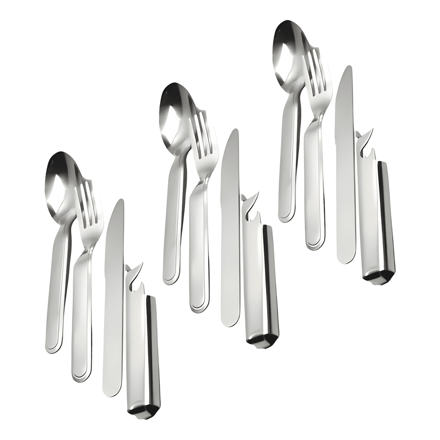 Pack x3 cubiertos camping acero inoxidable servicio camping-0