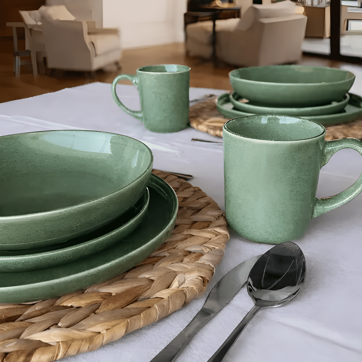 Set vajilla 24 piezas cerámica línea rustica con mug #12-2