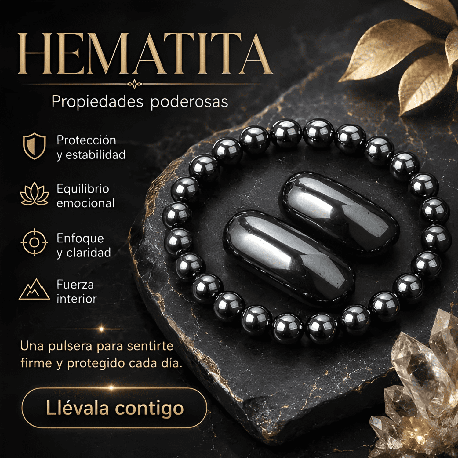 Pulsera hematita piedra natural semipreciosa protección #2-2