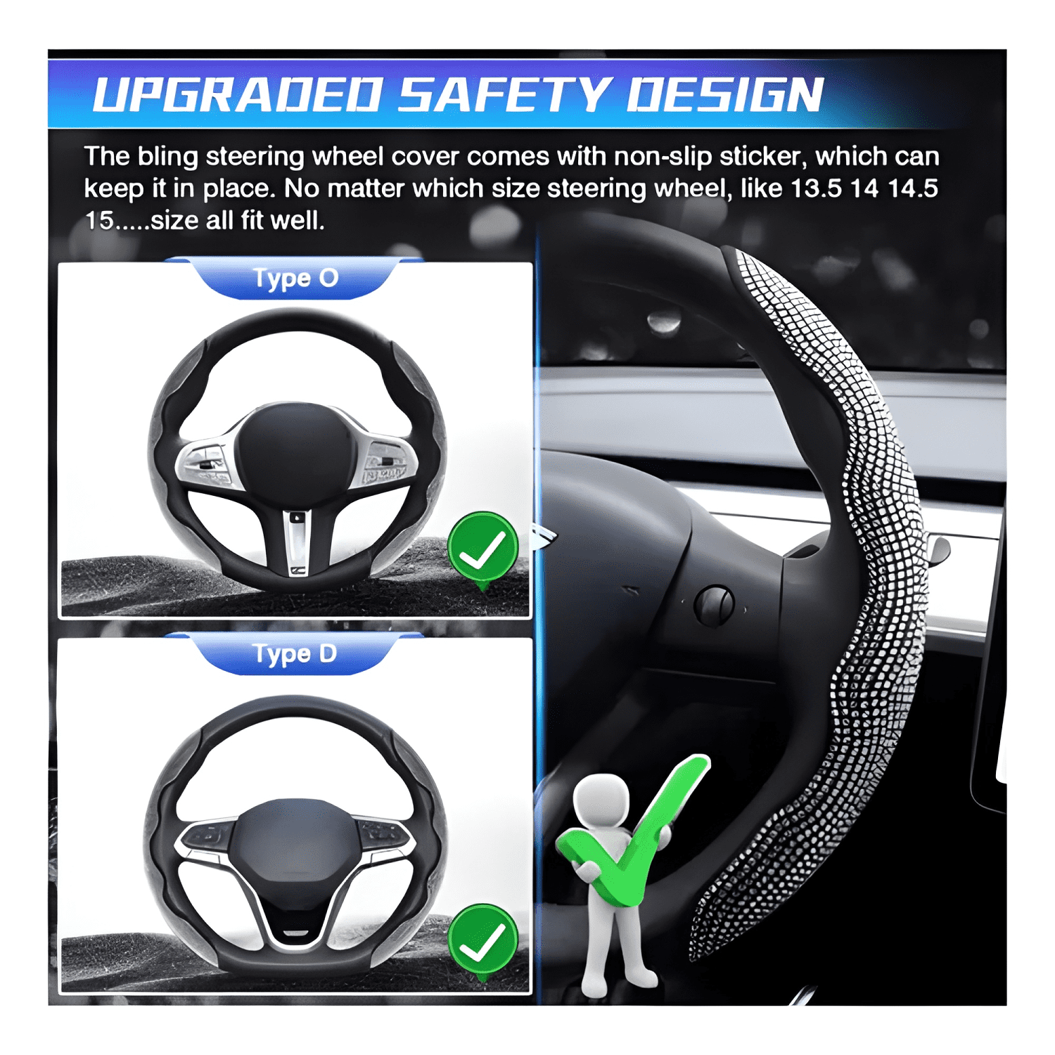 Funda Cubre Volantes Accesorios Auto Diamante Redondo Lite-2