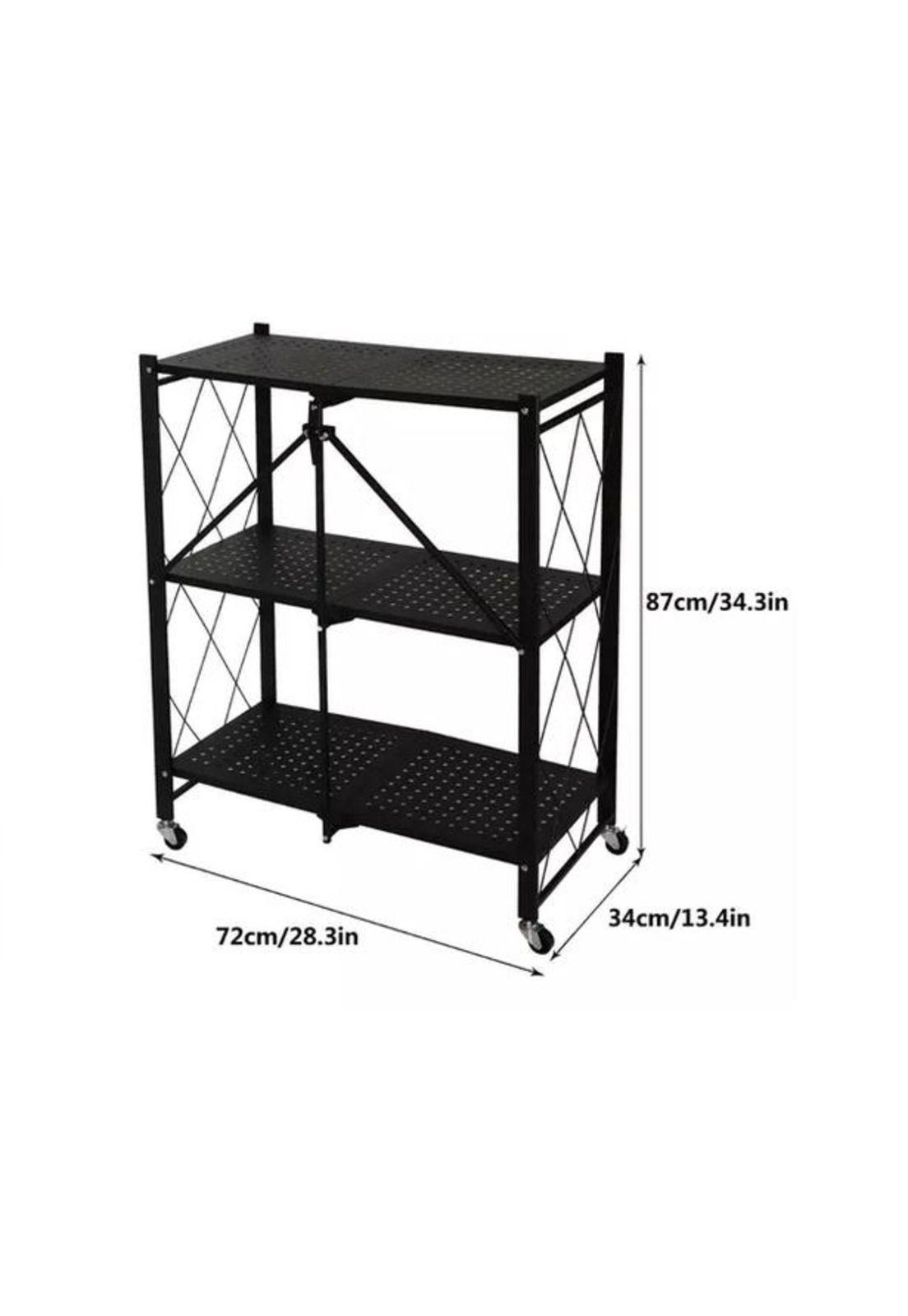 Repisa Estante 3 Niveles Metálica Plegable Resistente 90kg Color Negro-3