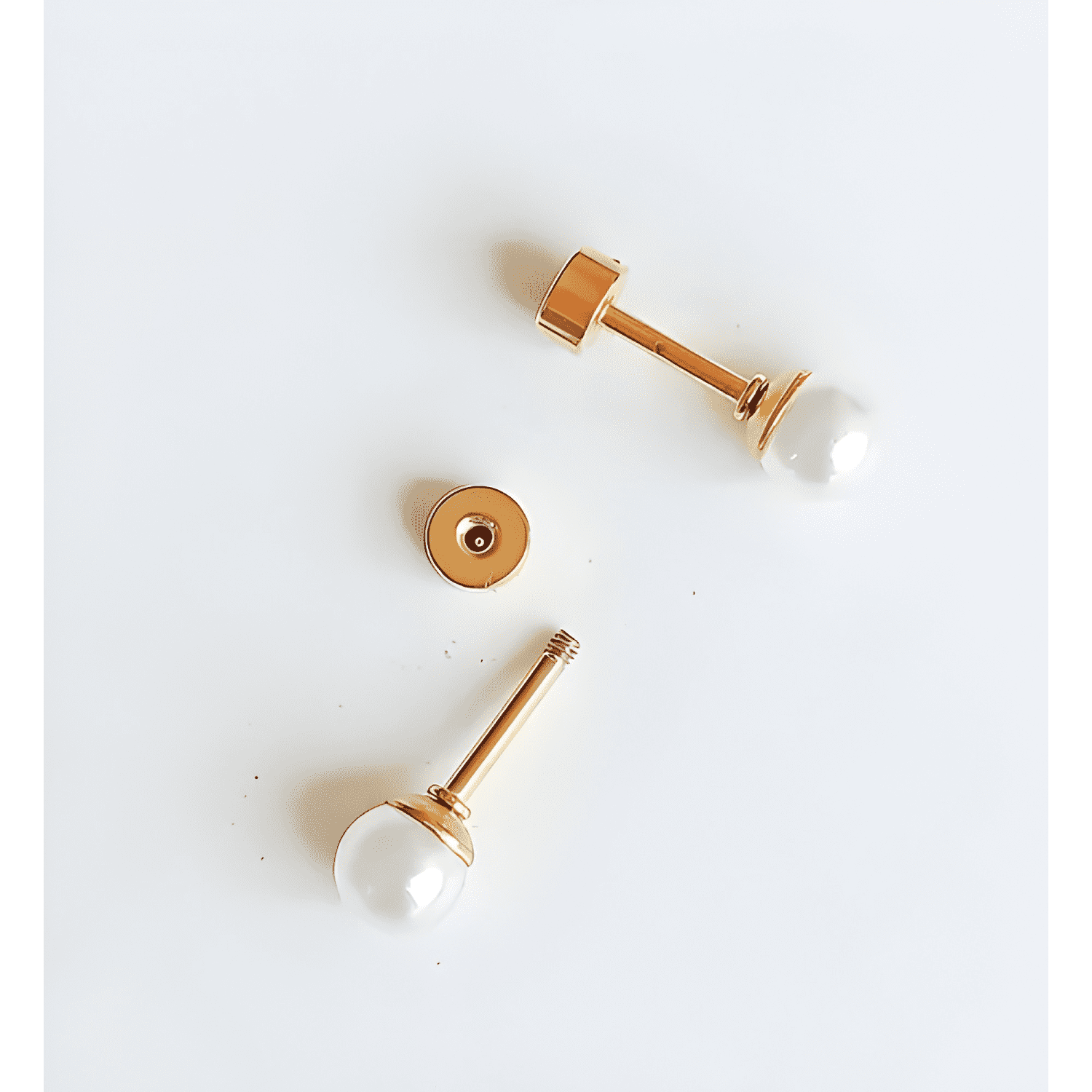 Aros Perla 4MM Seguridad Pequeños Piercing Helix Chapadas-2