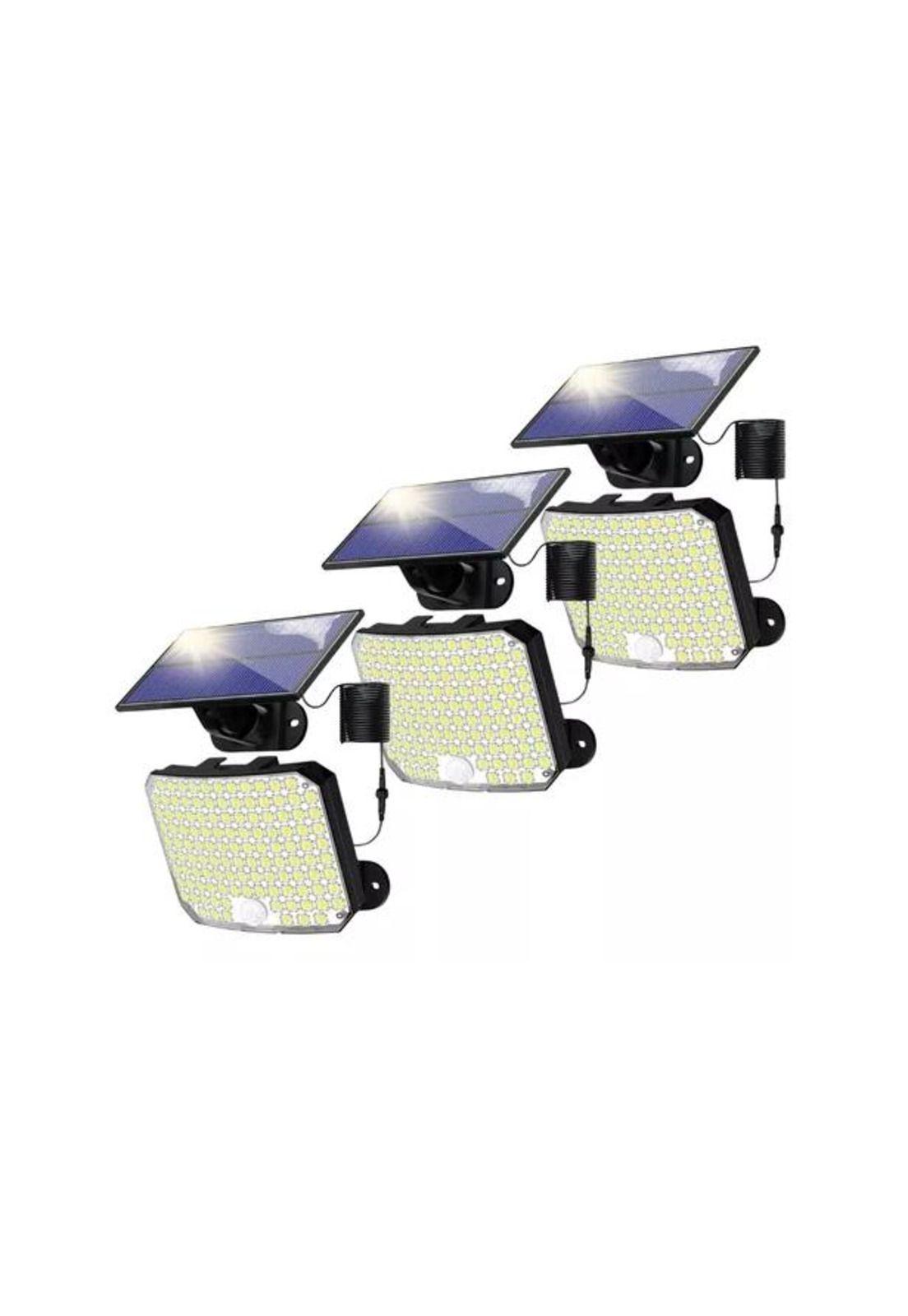 Set 2 foco solar exteriores panel luces solares 100w negro-2