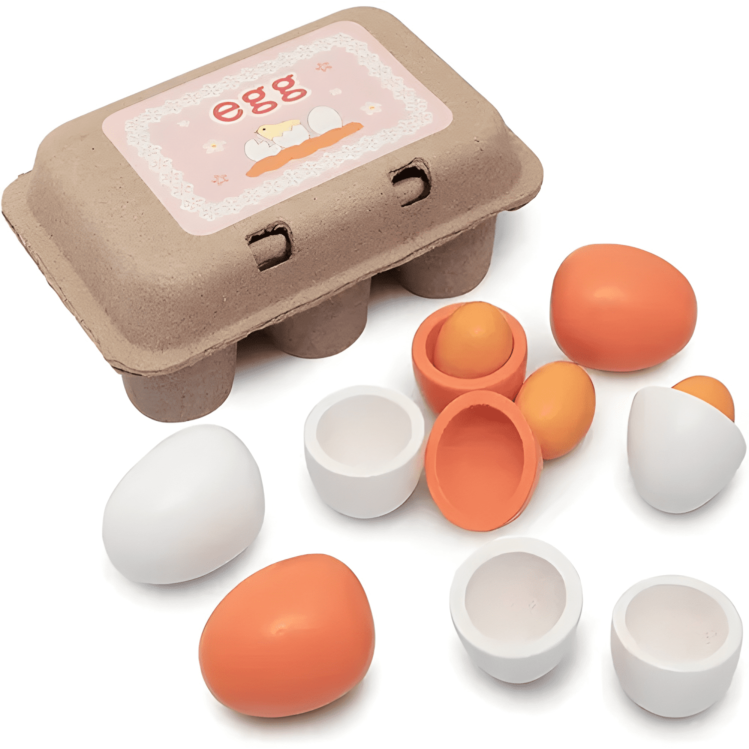 Juguete huevos de madera didáctico para niñas y niños-0