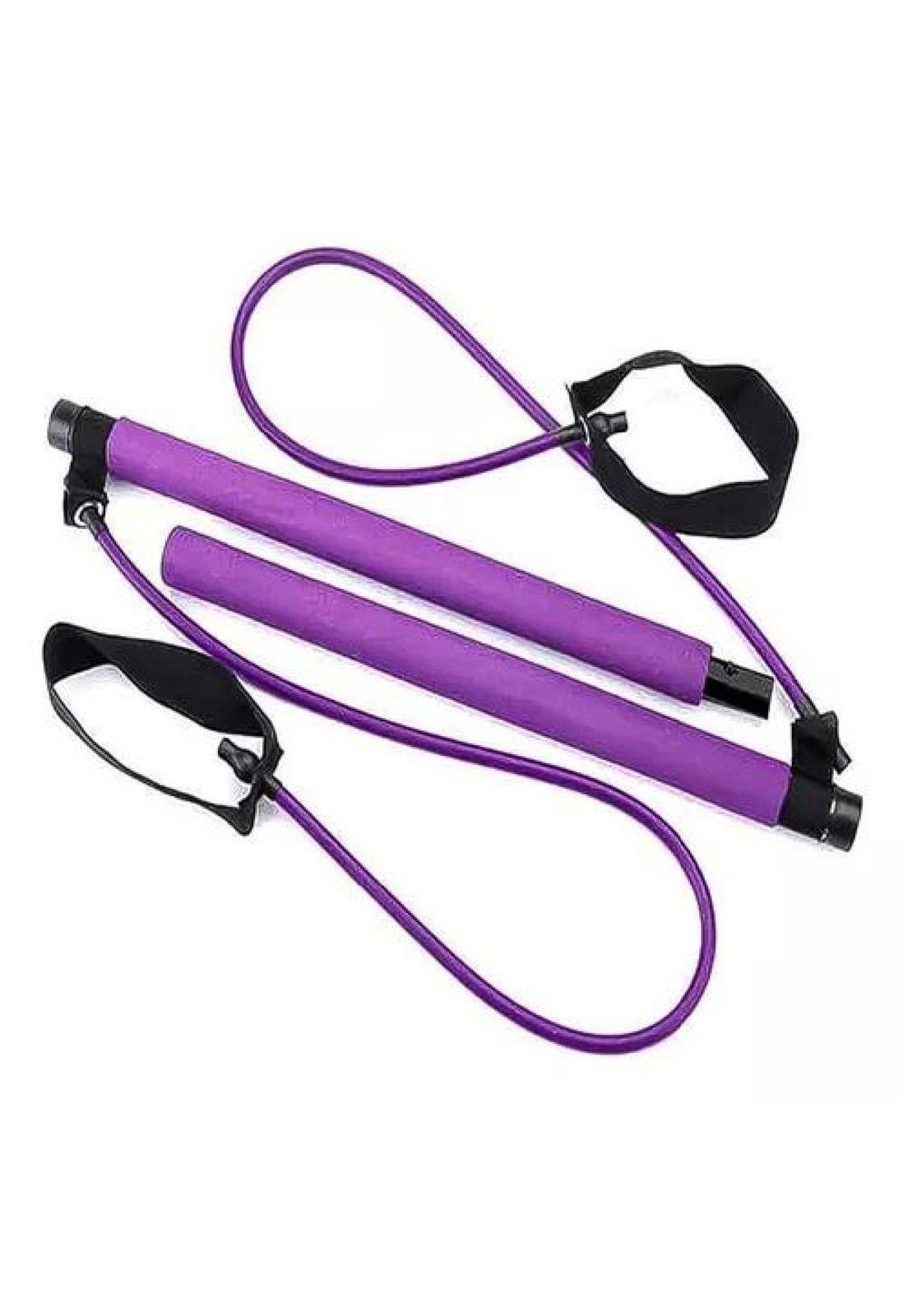 Barra de Pilates con Bandas Elásticas de Resistencia - Yoga, Color Morado-4