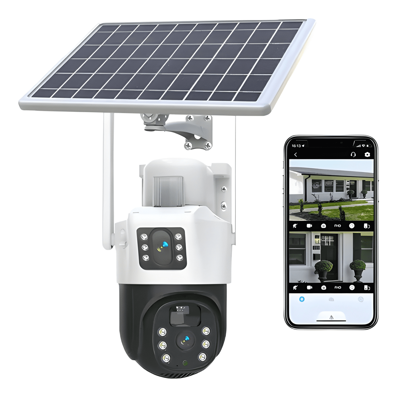 Cámara Solar 360° Exterior Wifi Inalámbrica Doble Lente 4mp-0
