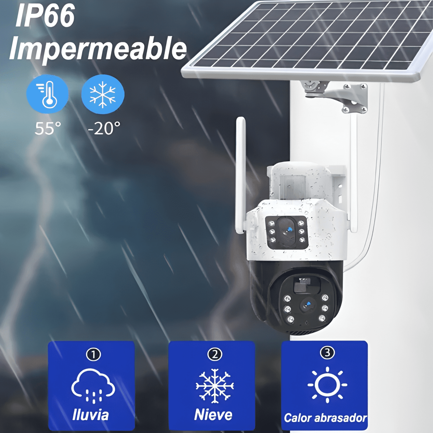 Cámara Solar 360° Exterior Wifi Inalámbrica Doble Lente 4mp-1