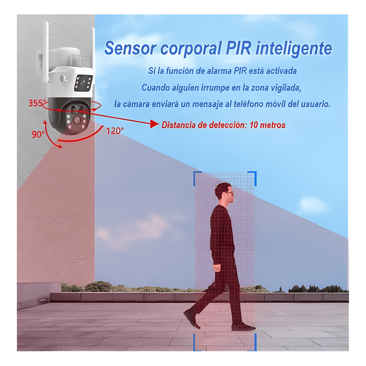 Cámara Solar 360° Exterior Wifi Inalámbrica Doble Lente 4mp-4