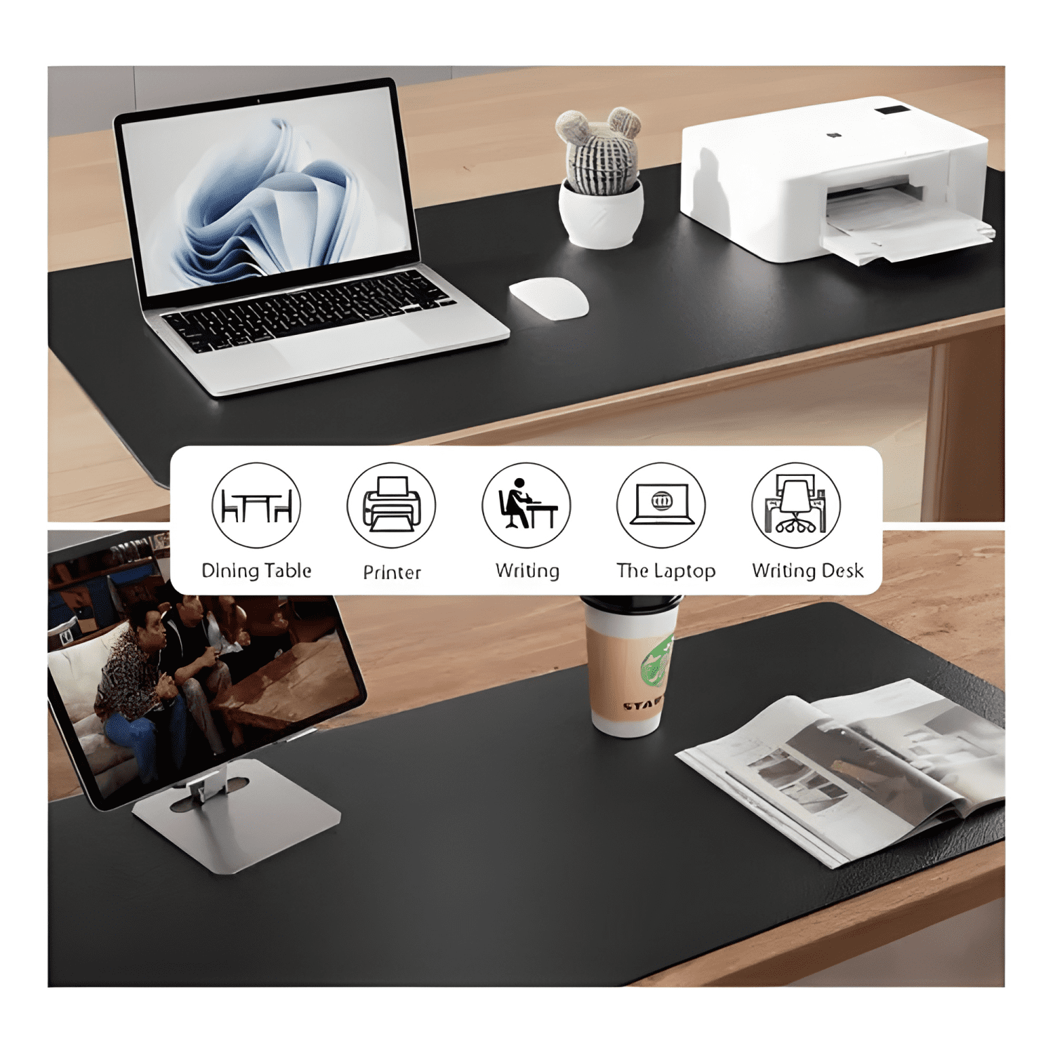 Alfombrilla Mousepad de Cuero Impermeable Reversible 80x40-2