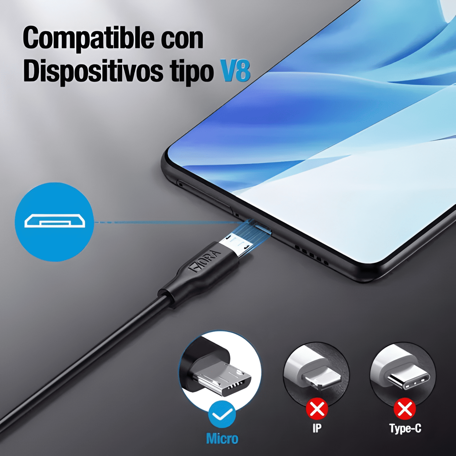 Pack de 10 cables micro v8 carga rápida USB 1 metro-4