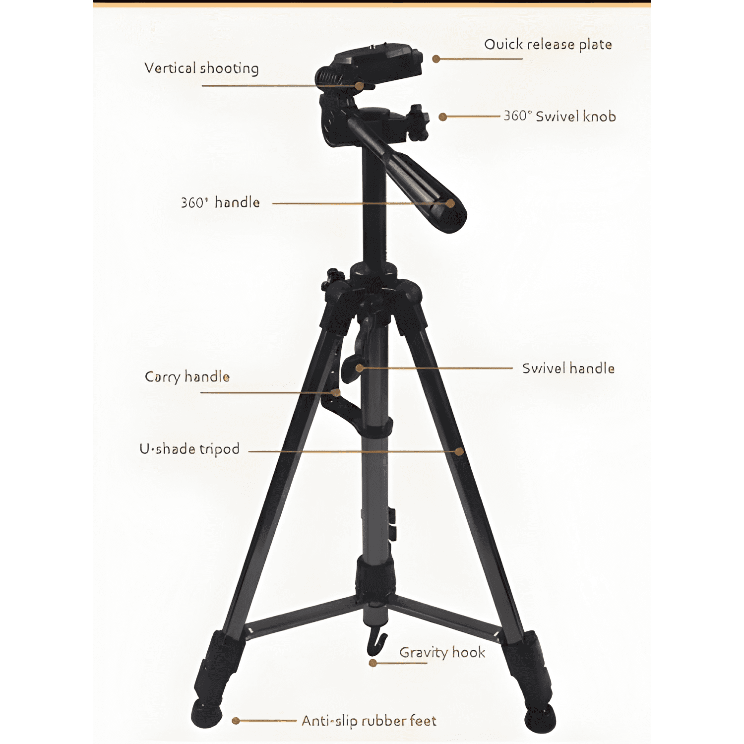 Trípode Profesional de Aluminio para Cámara, 170 cm de-3