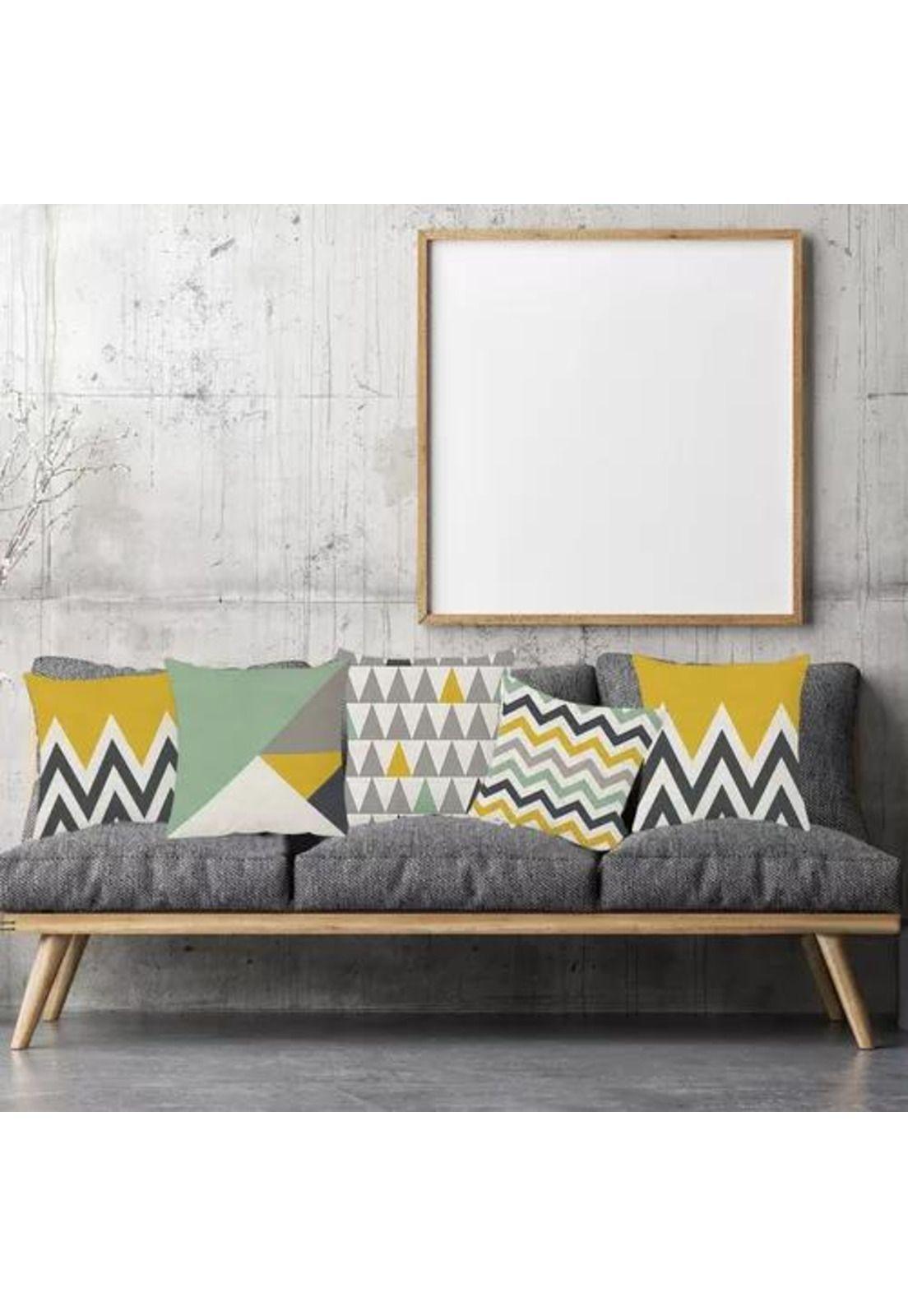 Pack de 4 Fundas de Almohada Cojín con Diseño 45x45 cm Triángulo Geométrico-5