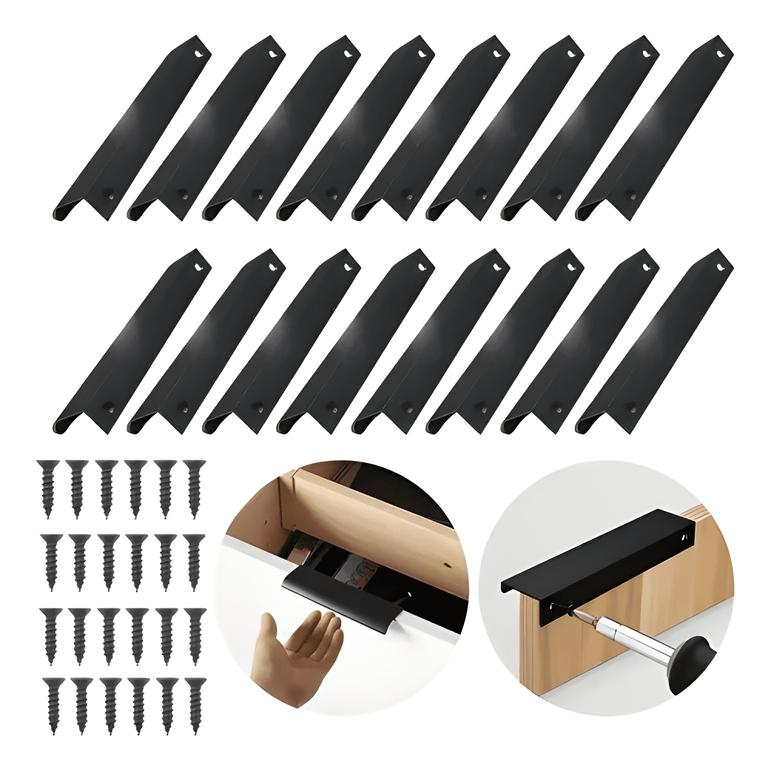 Jaladera oculta perfil L 15 cm para cajones y puerta 12pz-0