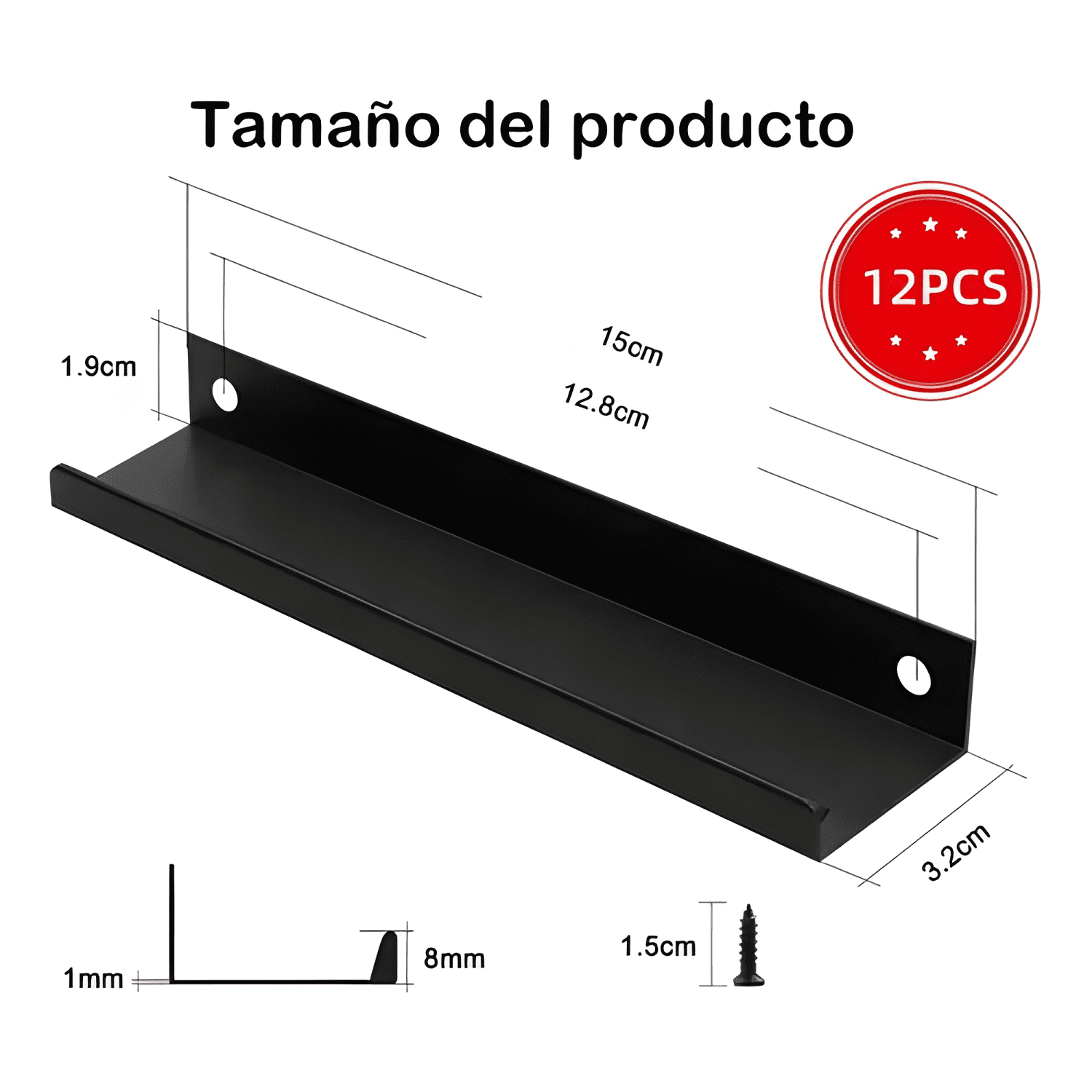 Jaladera oculta perfil L 15 cm para cajones y puerta 12pz-1