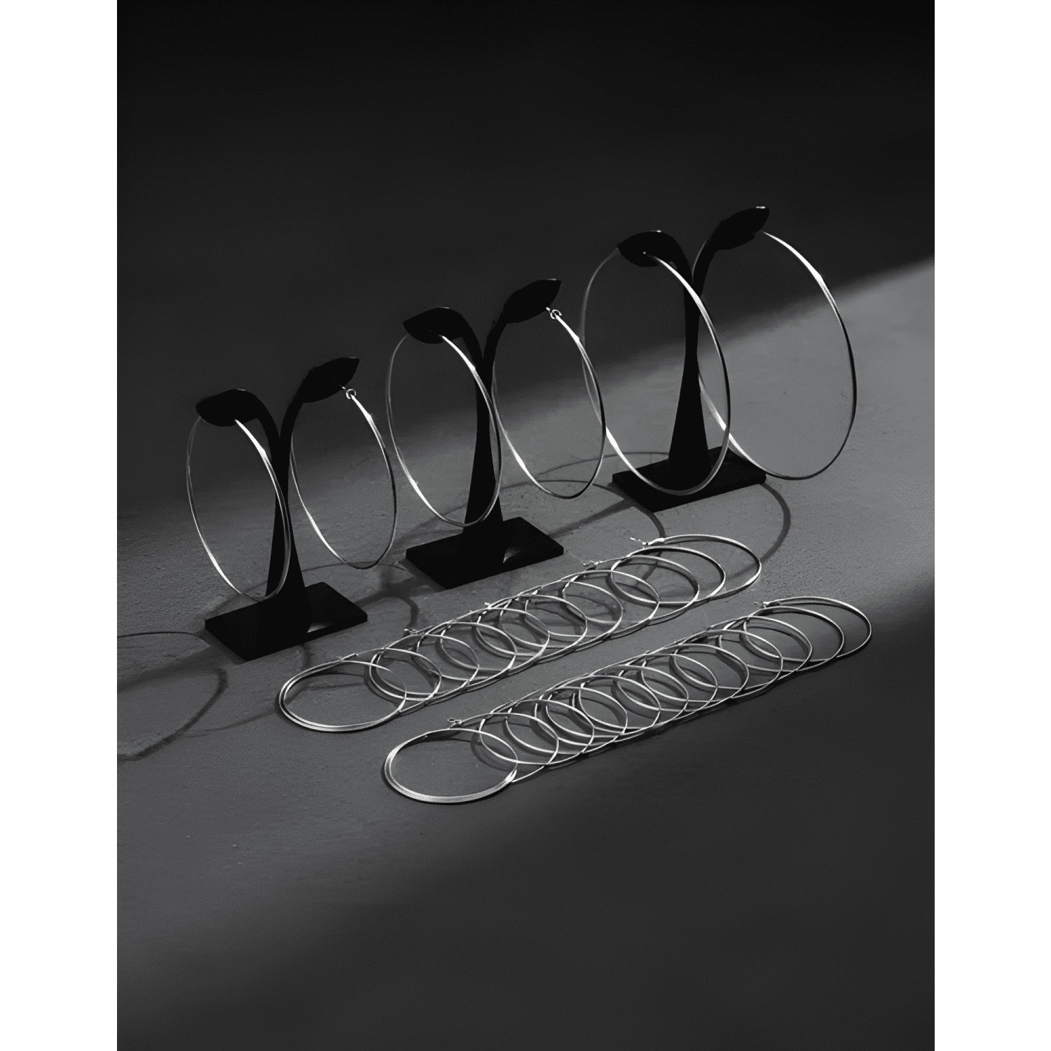 36pr Argollas (3 Tiras) Plateadas 70, 80, 90mm 1doc X Medida-1