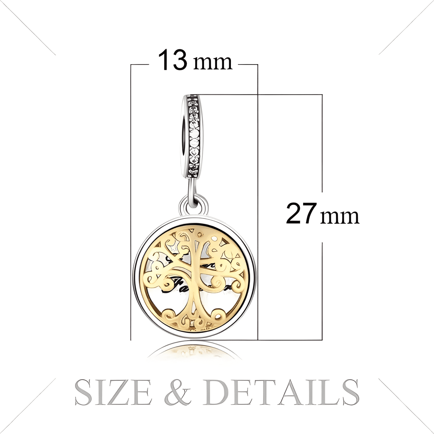 Charm dije arbol de la vida plata 925 Dorado-2